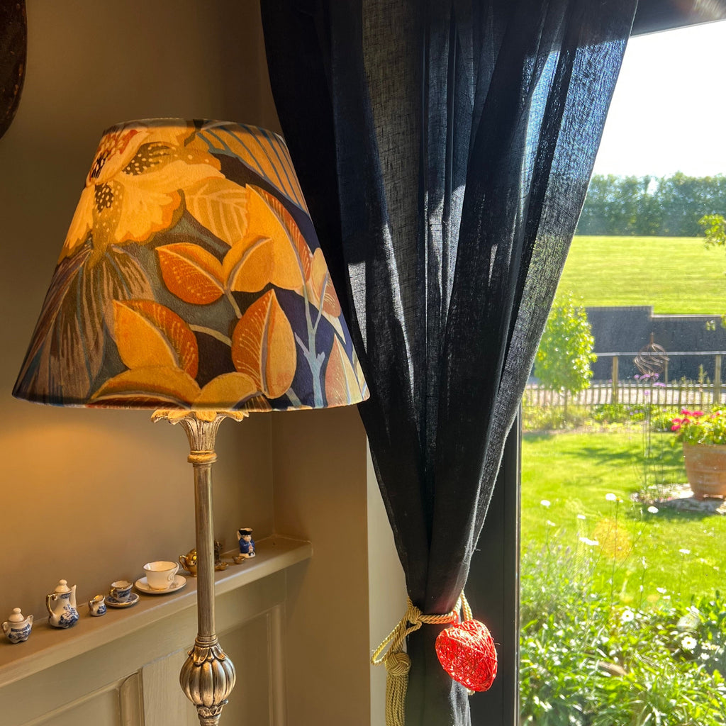 Floral midnight velvet coolie lampshade/ ceiling light shade, empire lampshade