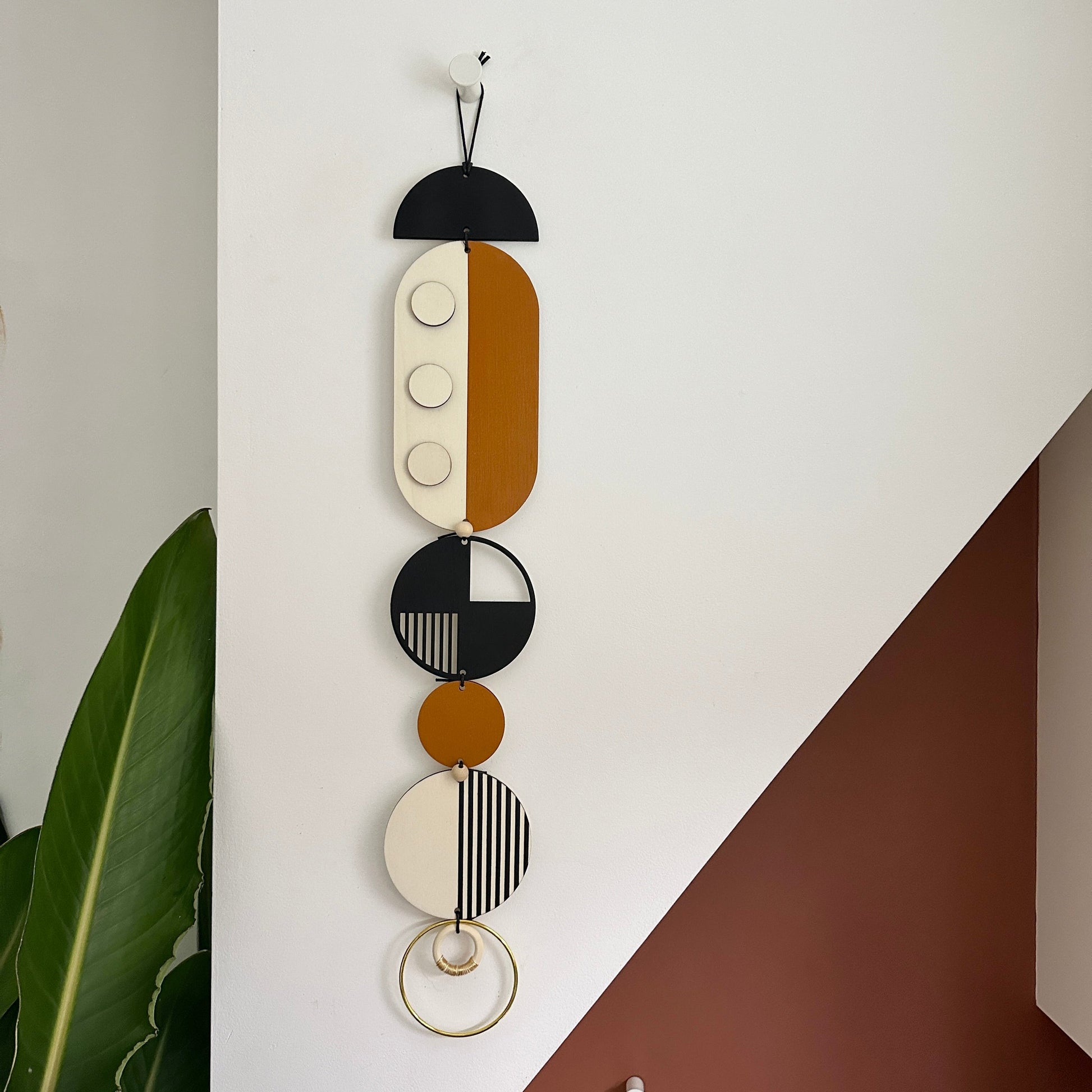 Medium Dots Modern Art Wood Wall Hanging in Multicolour