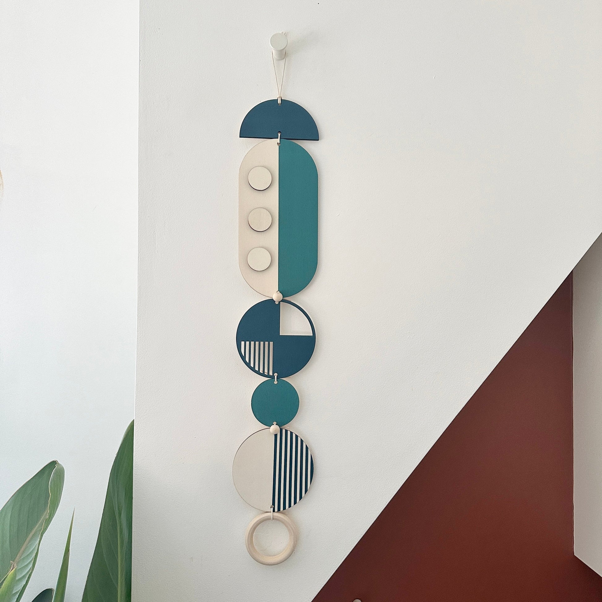 Medium Dots Modern Art Wood Wall Hanging in Multicolour