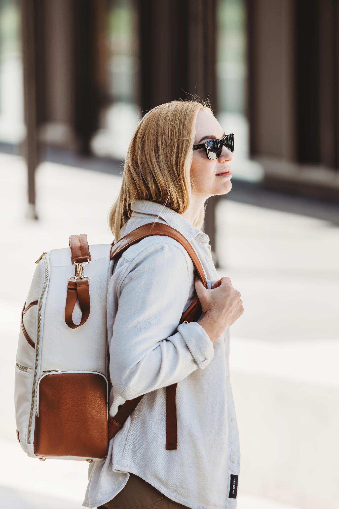 Stylish Cappuccino Diaper Bag – Spacious & Vegan Leather by Ally Scandic at www.brixbailey.com