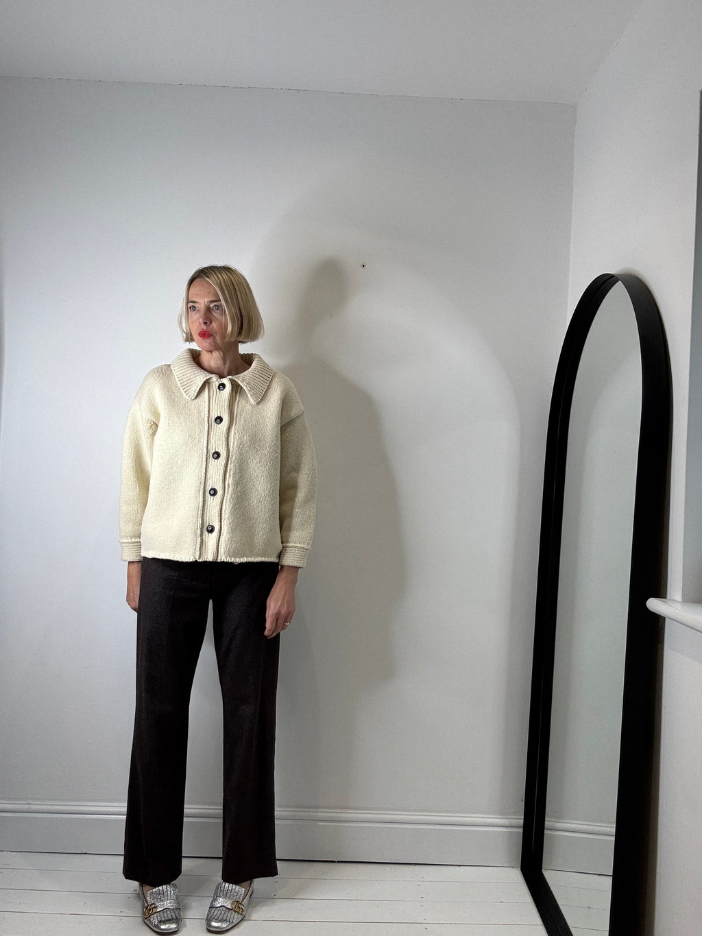 100% Spanish Merino Wool Cardigan in Natural