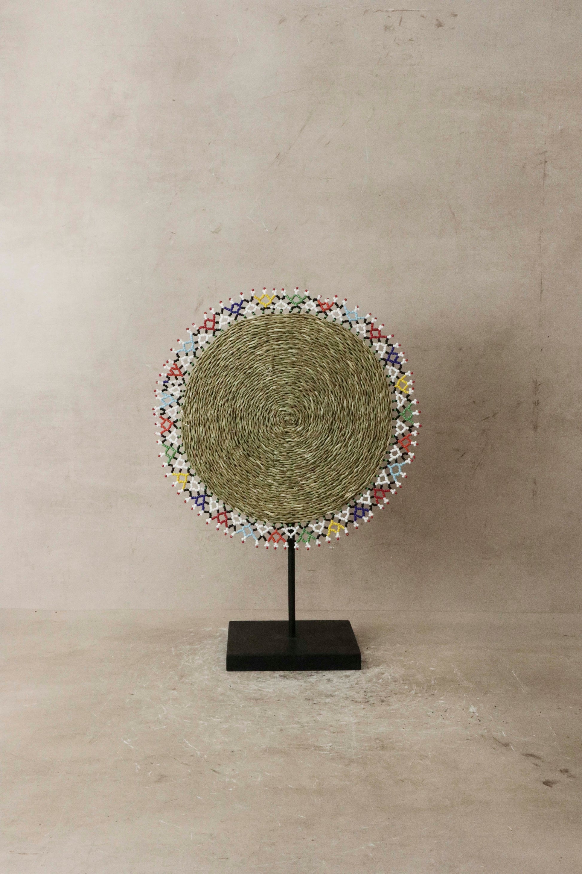 Beaded Placemat with Hand Woven Grass Centre