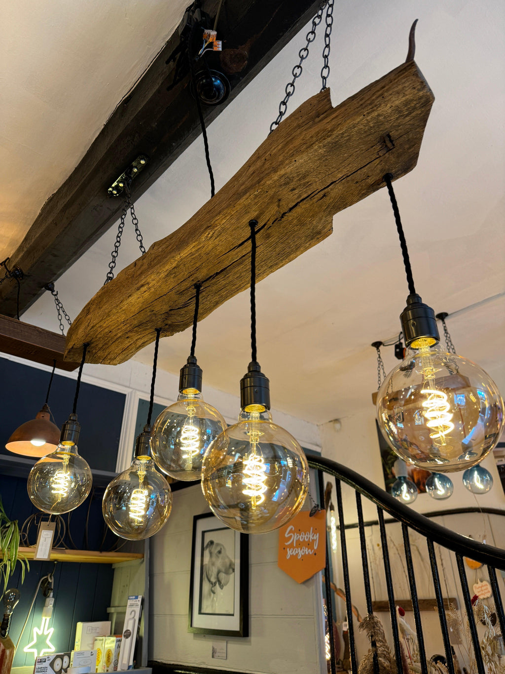 Reclaimed 300 Year Old Oak Beam Chandelier with 5 Lamp Holders
