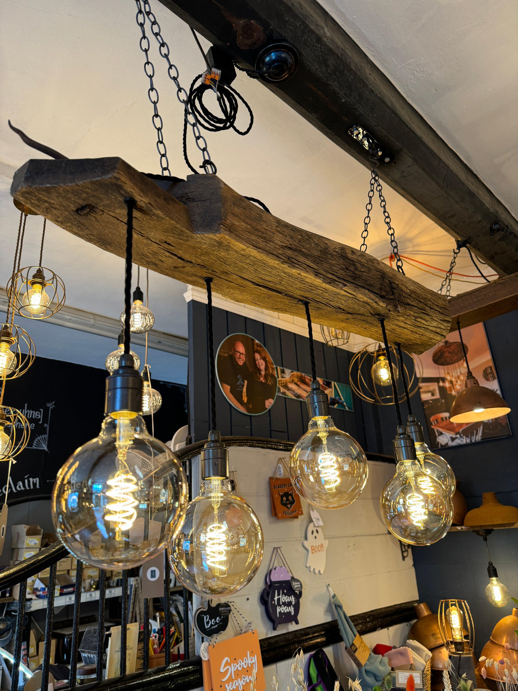 Reclaimed 300 Year Old Oak Beam Chandelier with 5 Lamp Holders