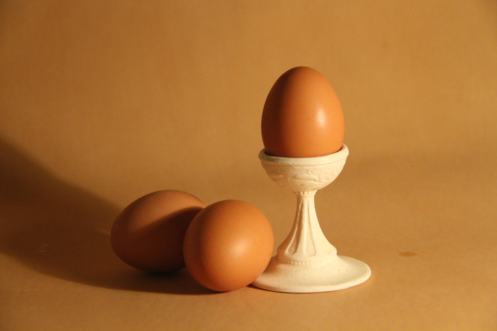 Handmade Ceramic Egg Cup with Floral Motif