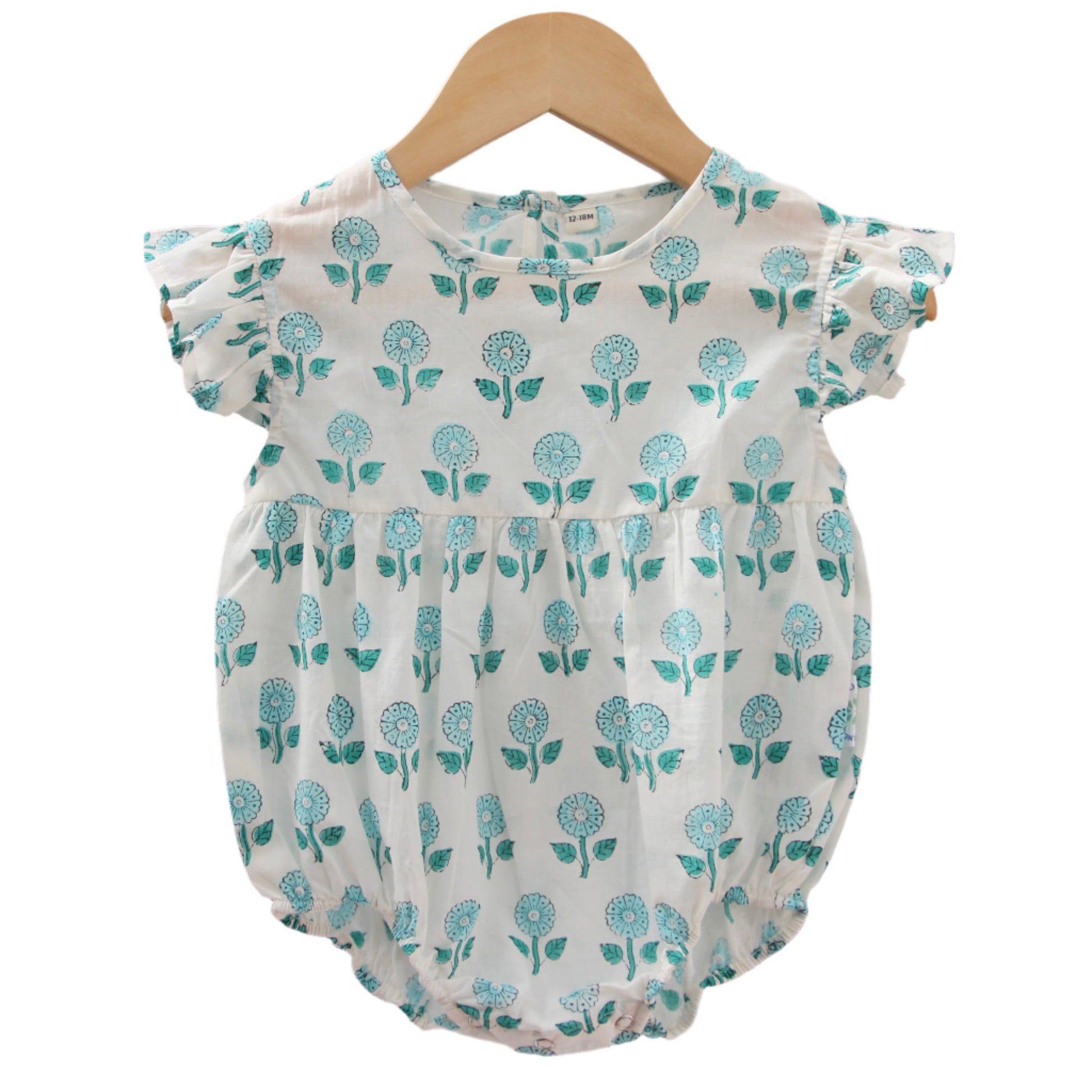 Sea Blue Floral Frilly Bodysuit