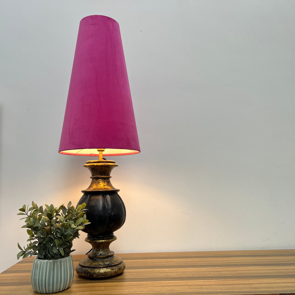 Hot Pink Velvet cone lampshade, extra tall lampshade