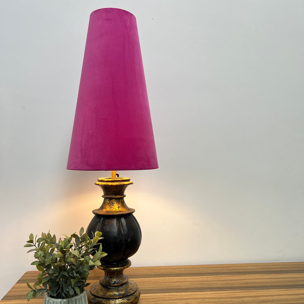 Hot Pink Velvet cone lampshade, extra tall lampshade