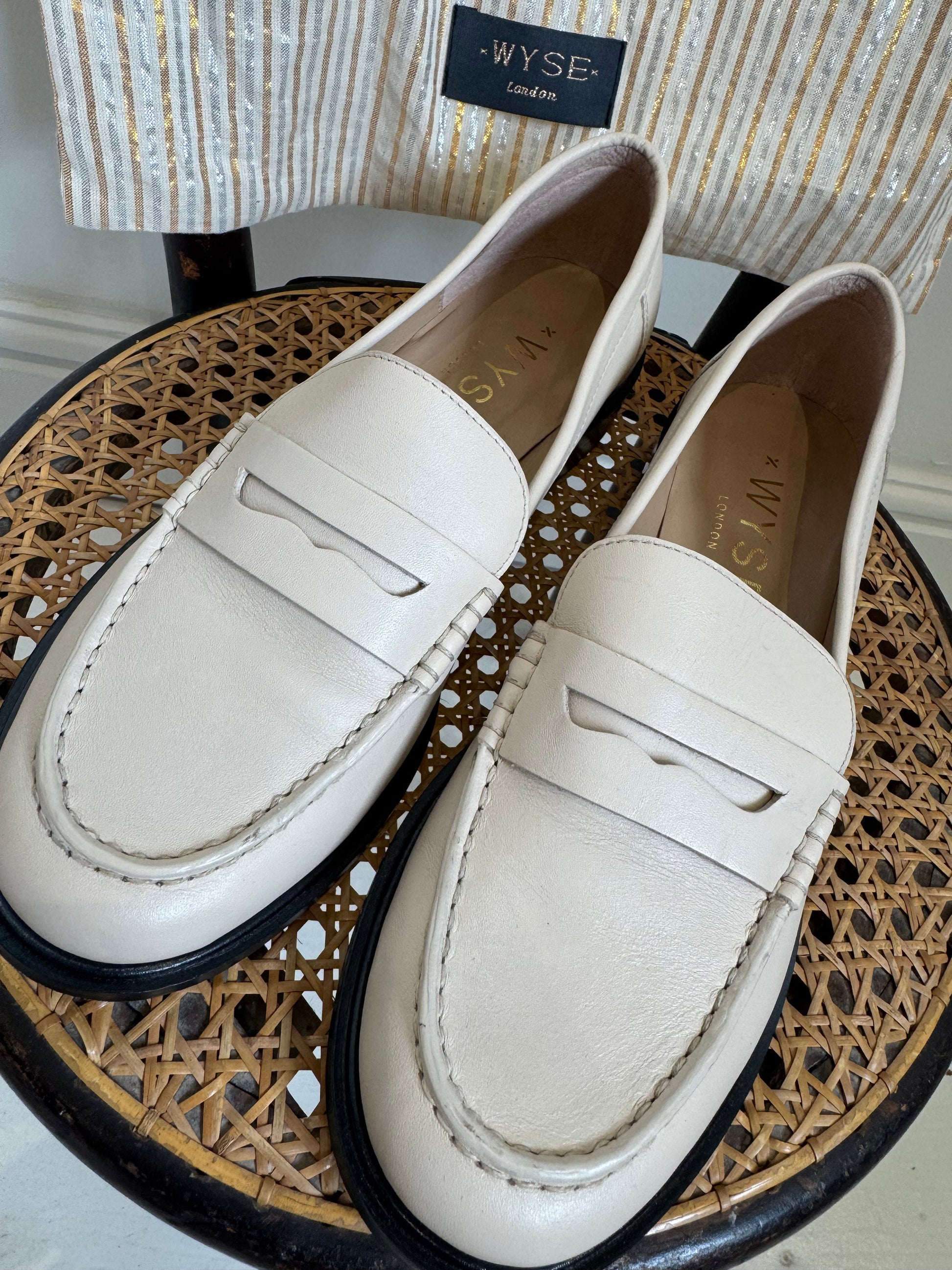 Cream Leather Loafer Size 38
