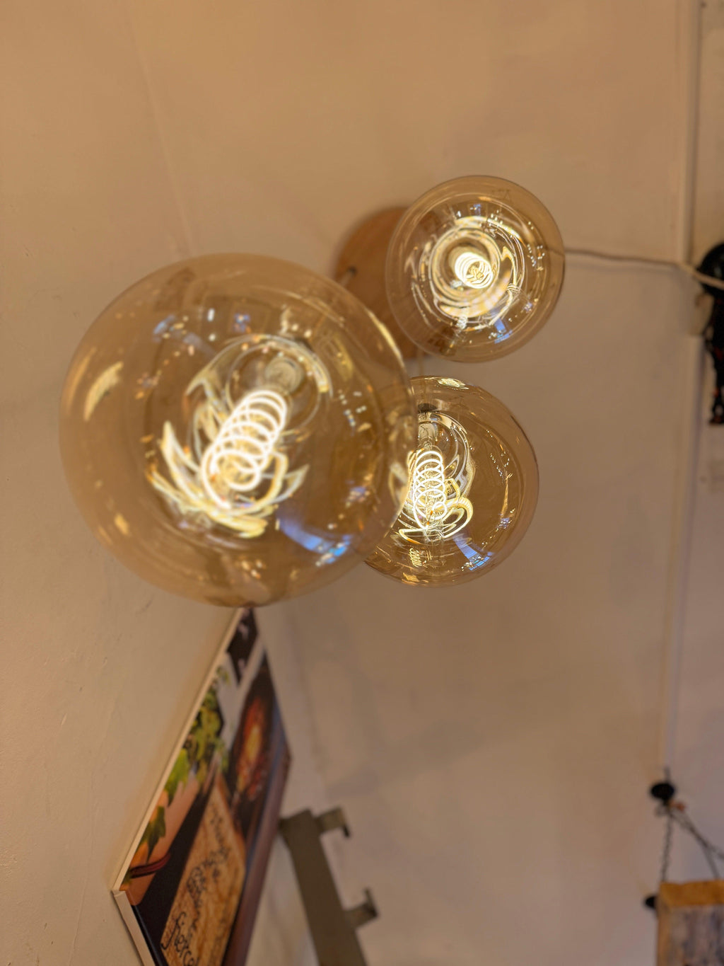 Triple Pendant Light with Oak Disc Canopy
