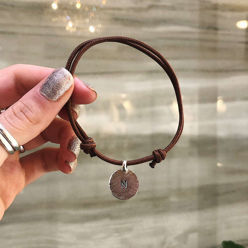 Personalised New Moon Rope Bracelet in Sterling Silver