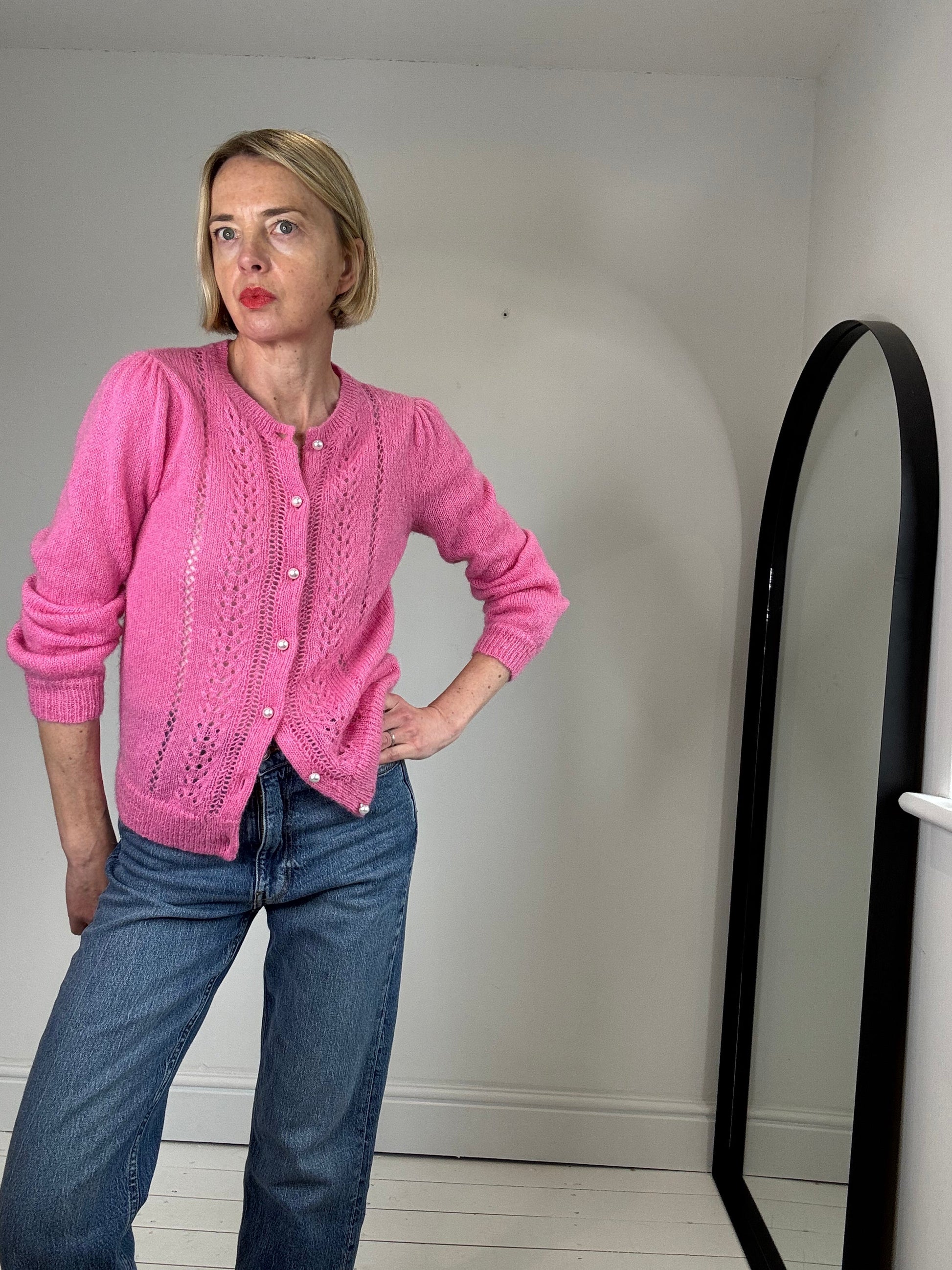 Pointelle Mohair Merino Cardigan