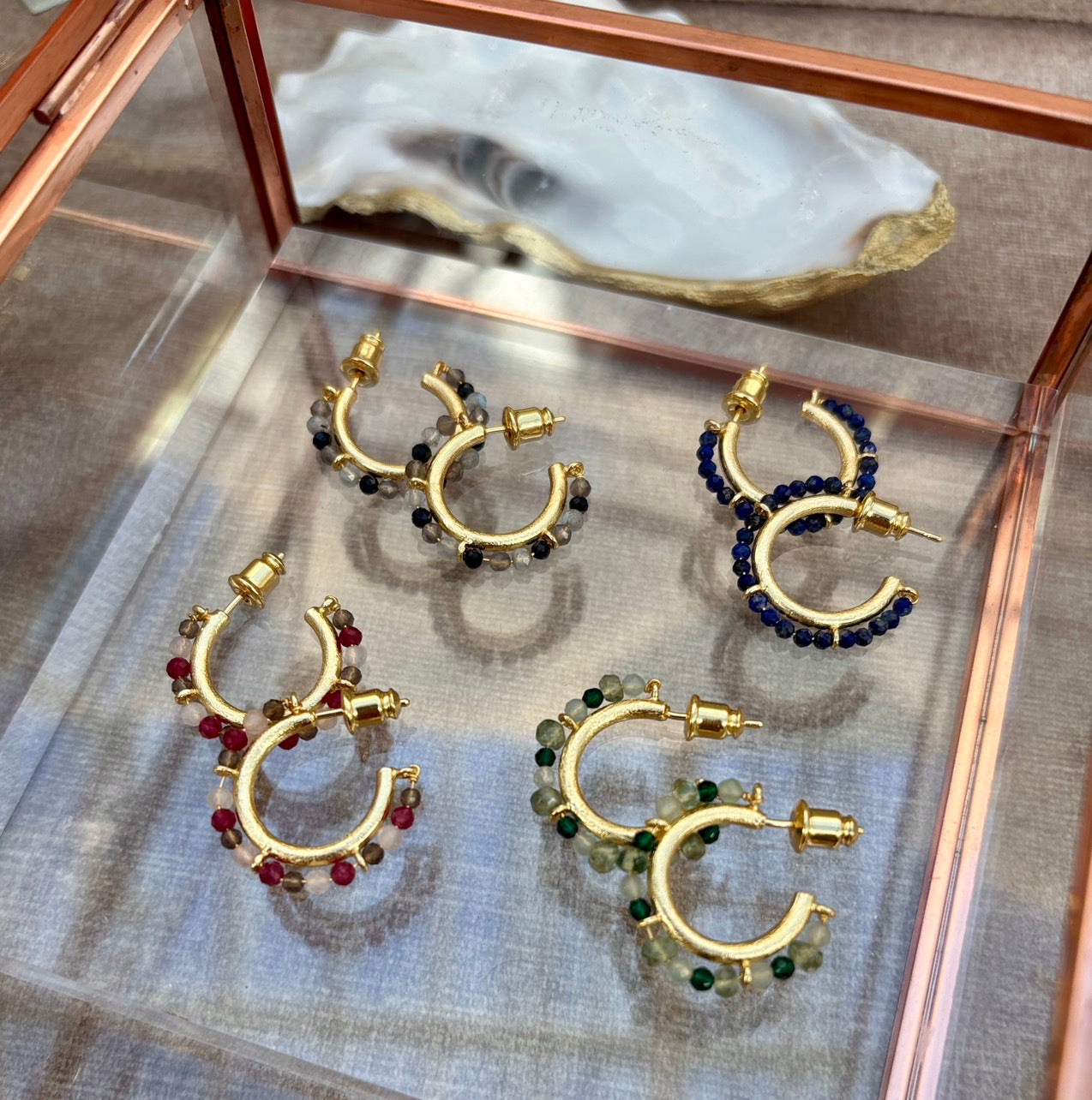 Ophelia Small Gemstone Hoops Lapis