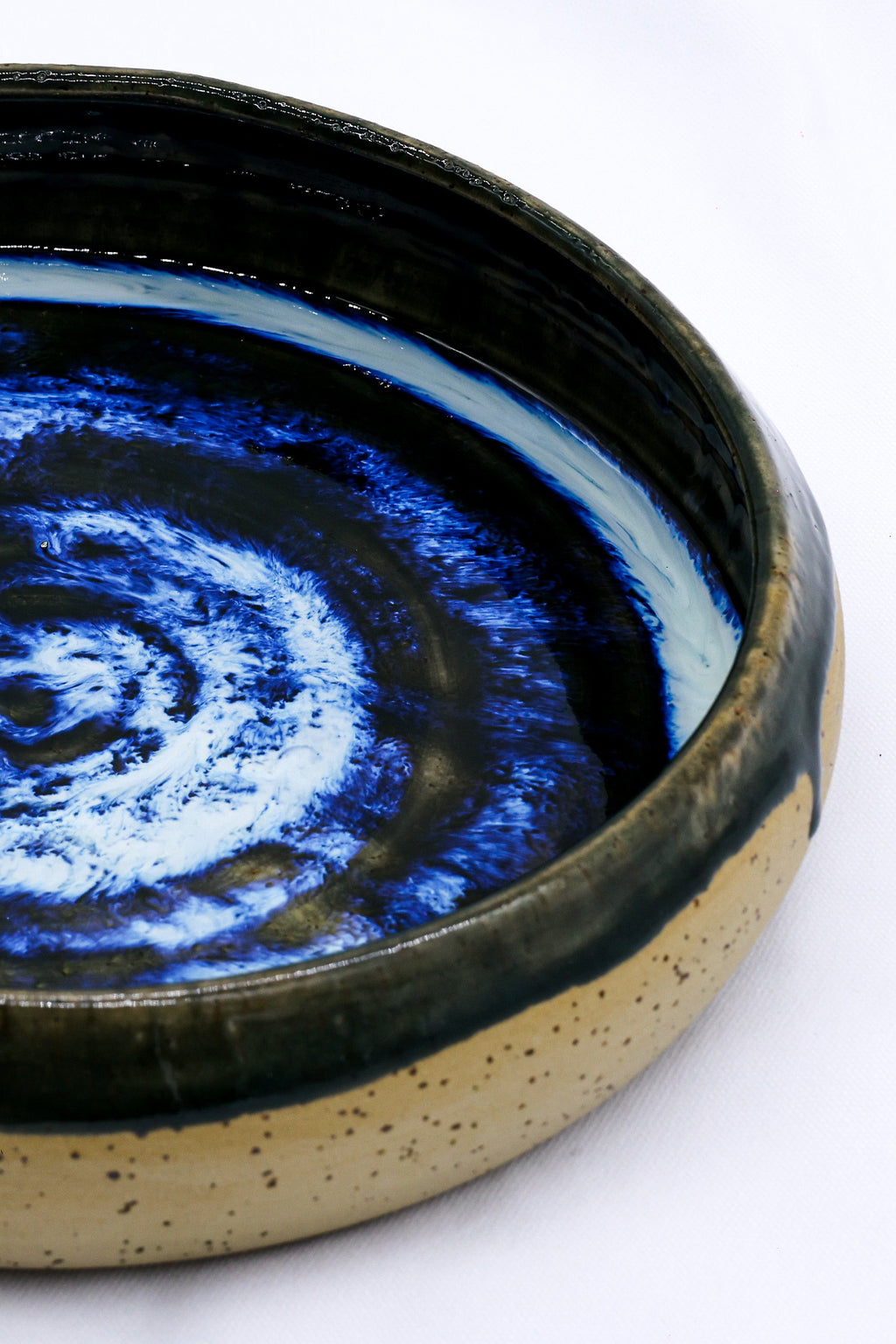 10 inch Abyssal Aegean Spiral Handmade Spotted Stoneware Plate