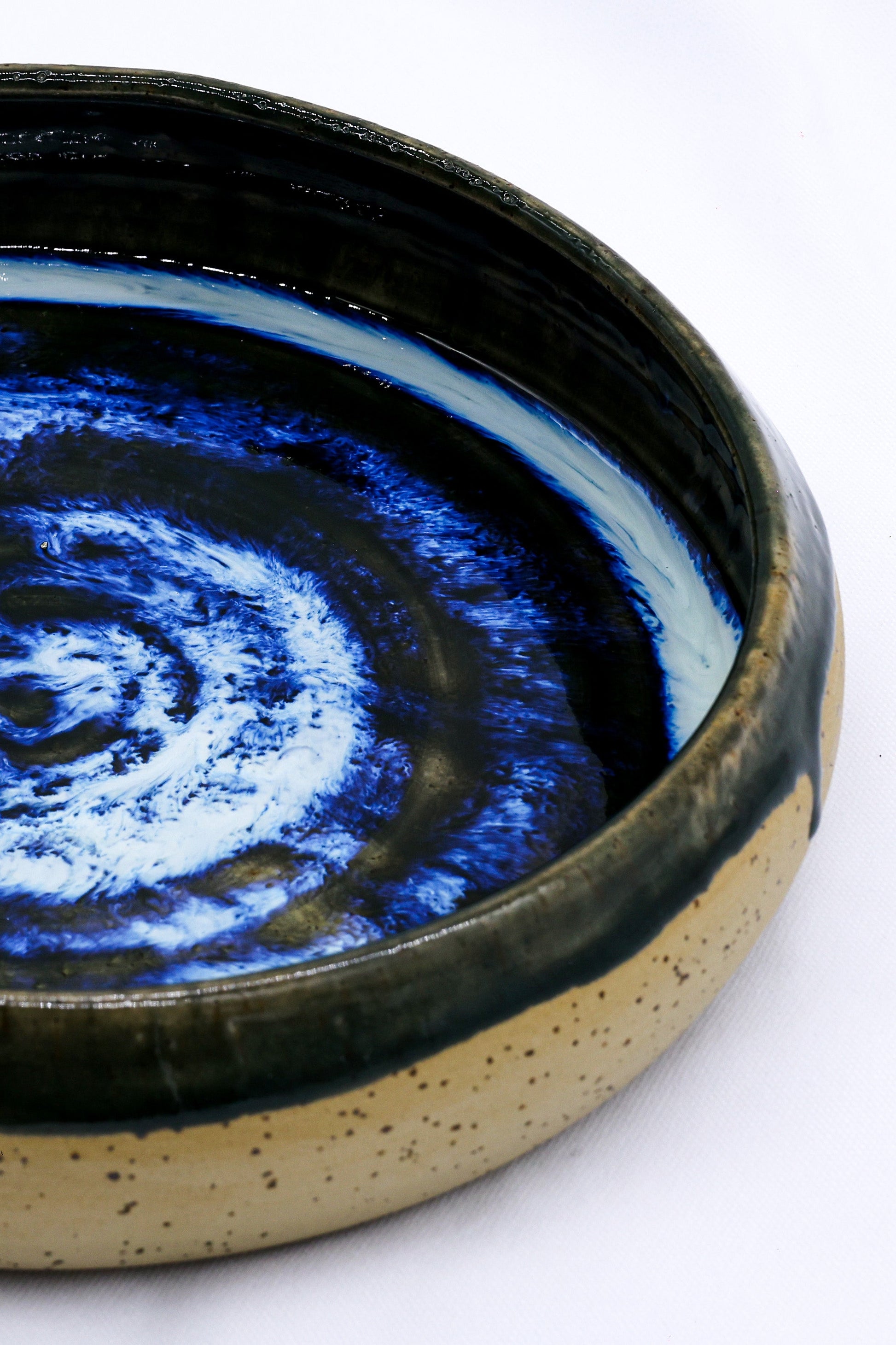 10 inch Abyssal Aegean Spiral Handmade Spotted Stoneware Plate