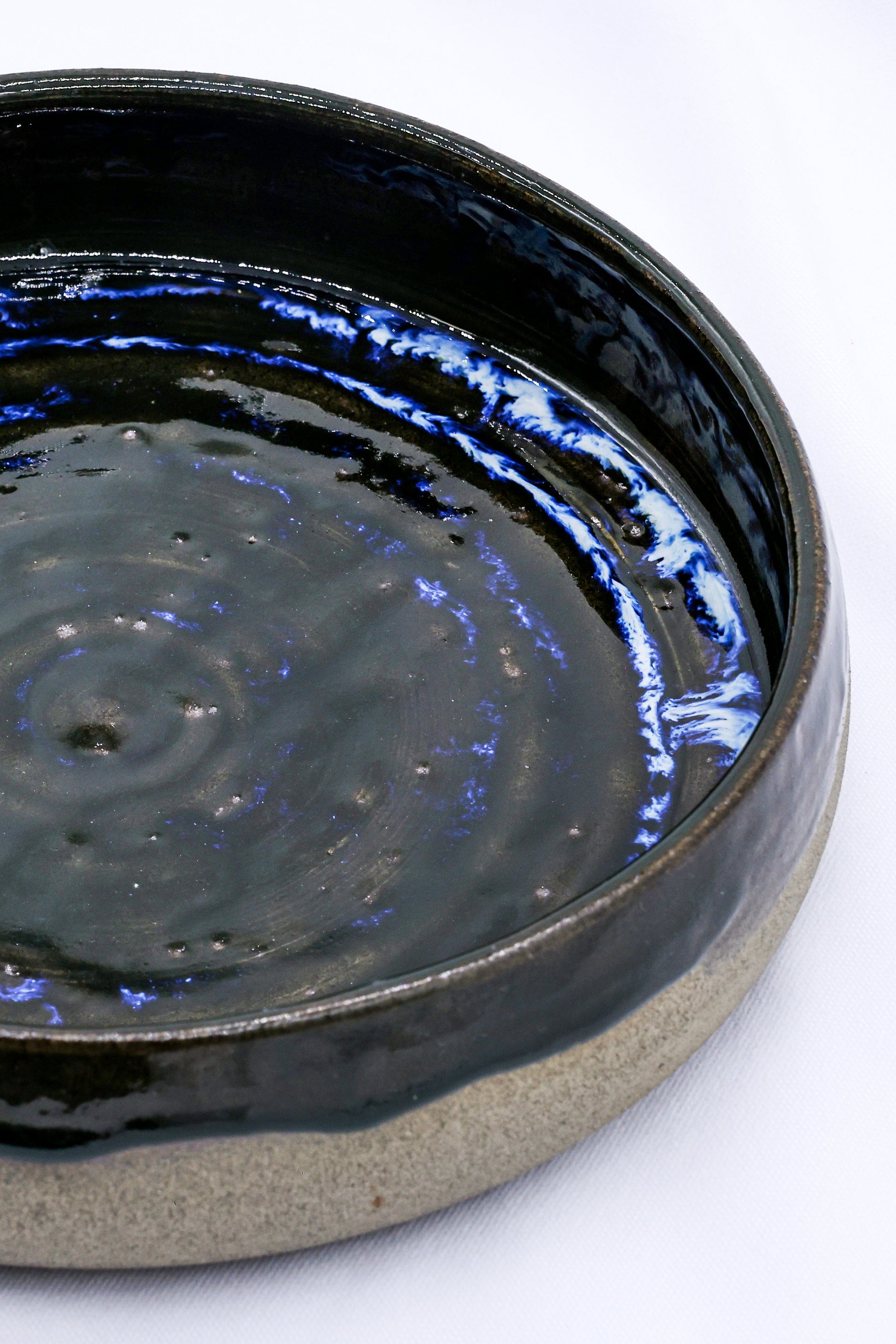 10 inch Midnight Cave Waters Smokey Grey Handmade Ceramic Plate