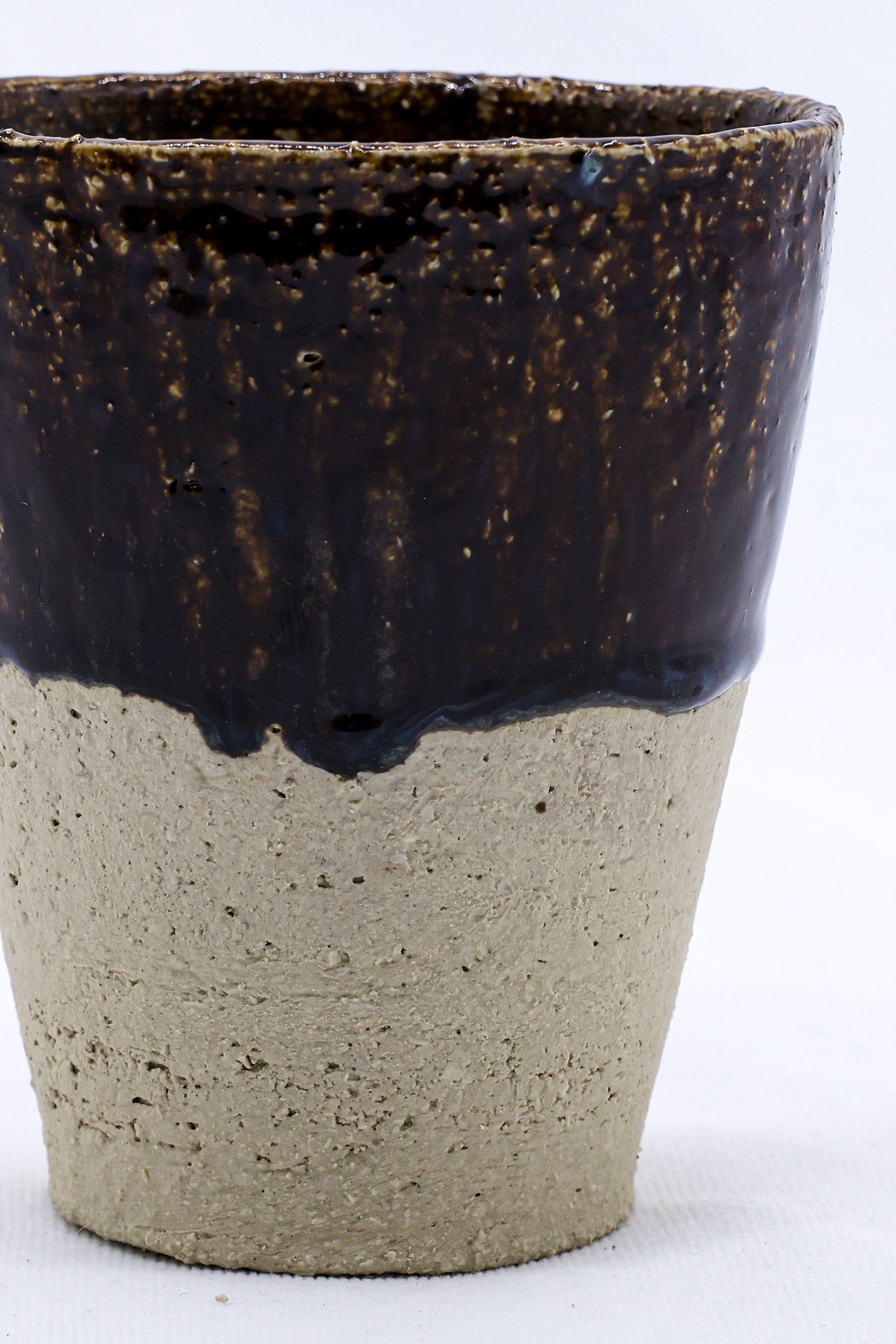 Quadra Milled Stoneware Tall Ceramic Cup Handmade