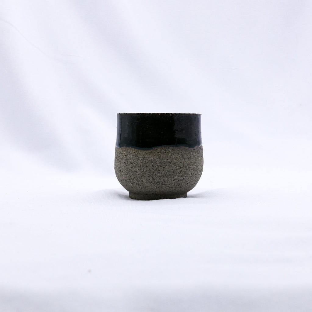 Handmade Ceramic Smoked Grey Stoneware Short Cup