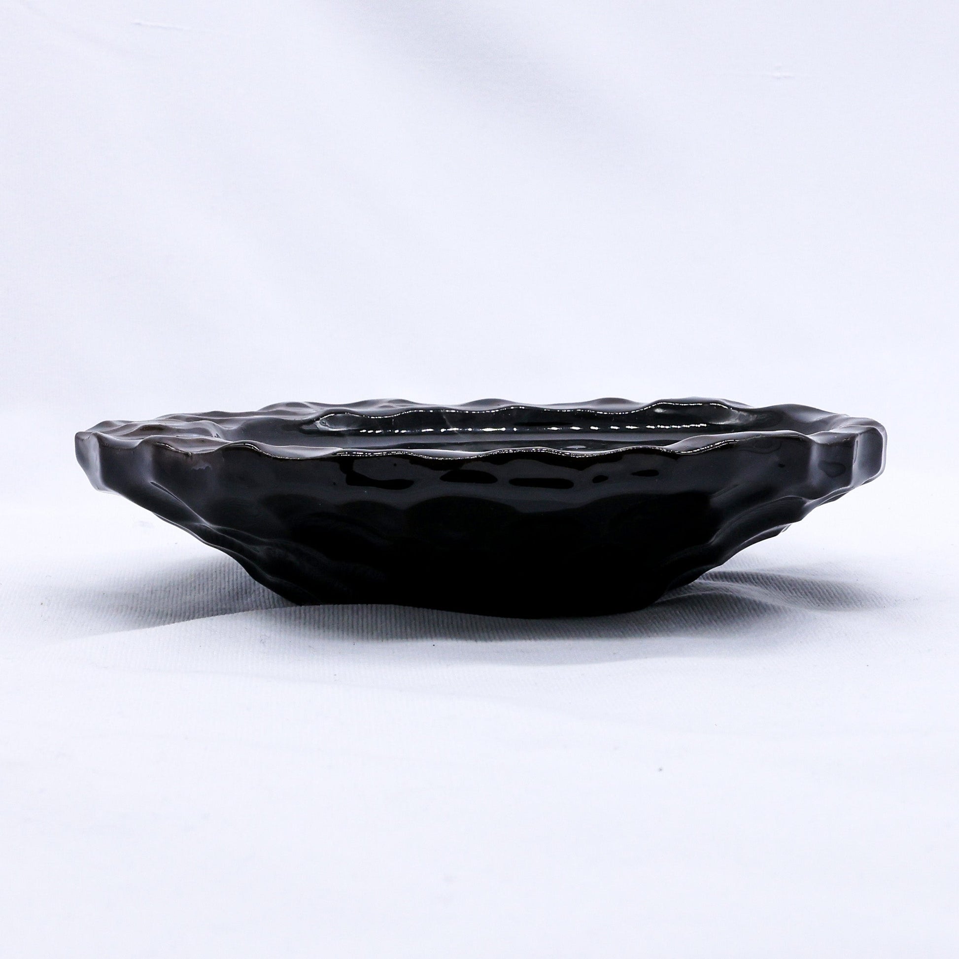 Cobalt Shadow Seashell Ceramic Plate Handmade