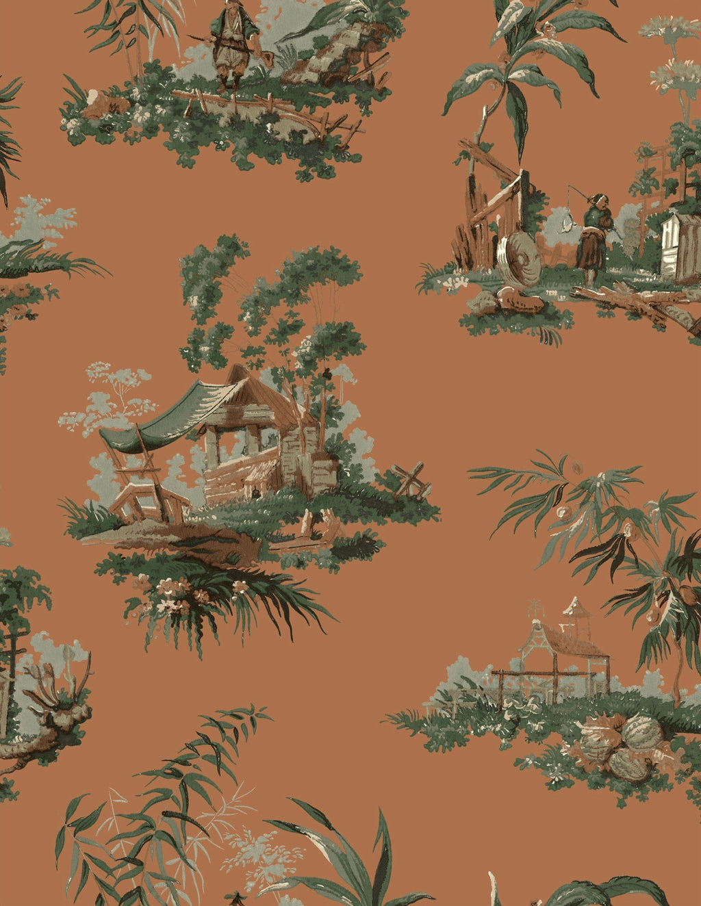 Vintage Oriental Wallpaper - Fern
