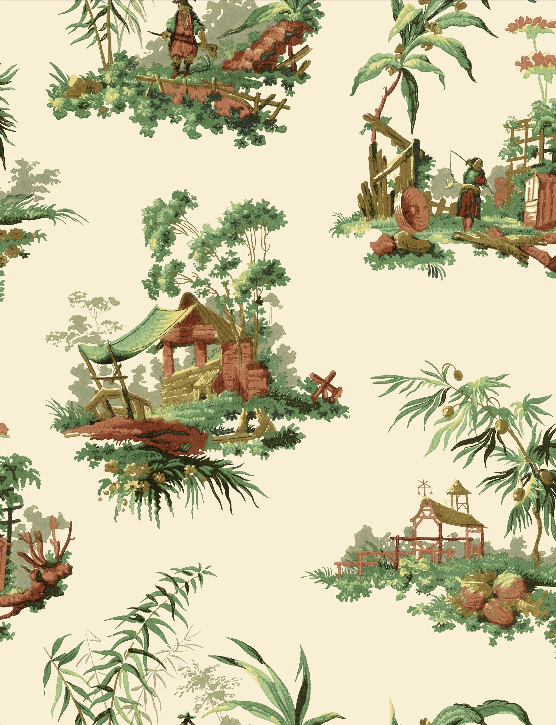Vintage Oriental Wallpaper - Grey
