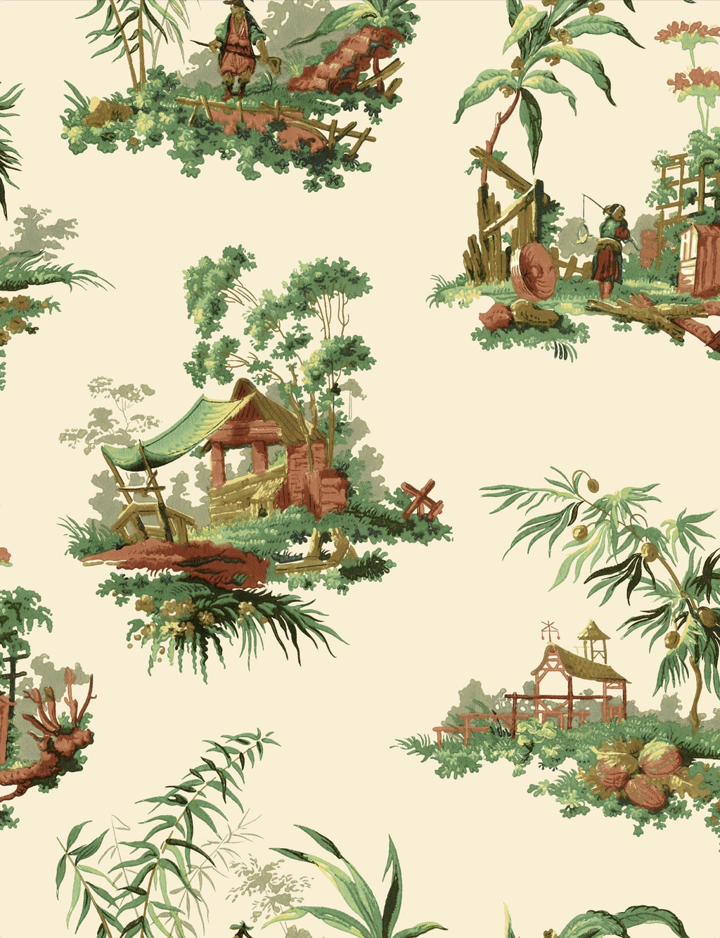 Vintage Oriental Wallpaper - Celadon