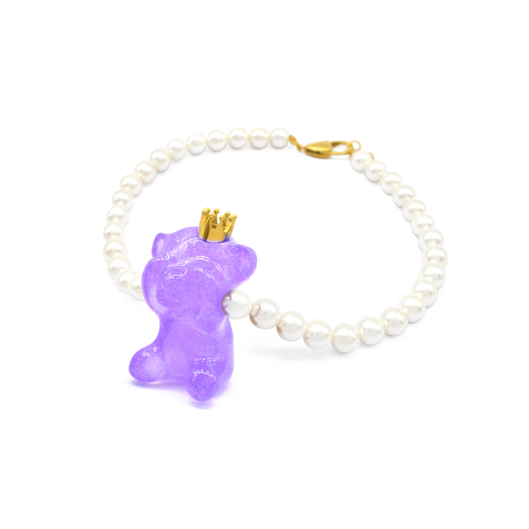 Red Bear Pendant Necklace with Camellia