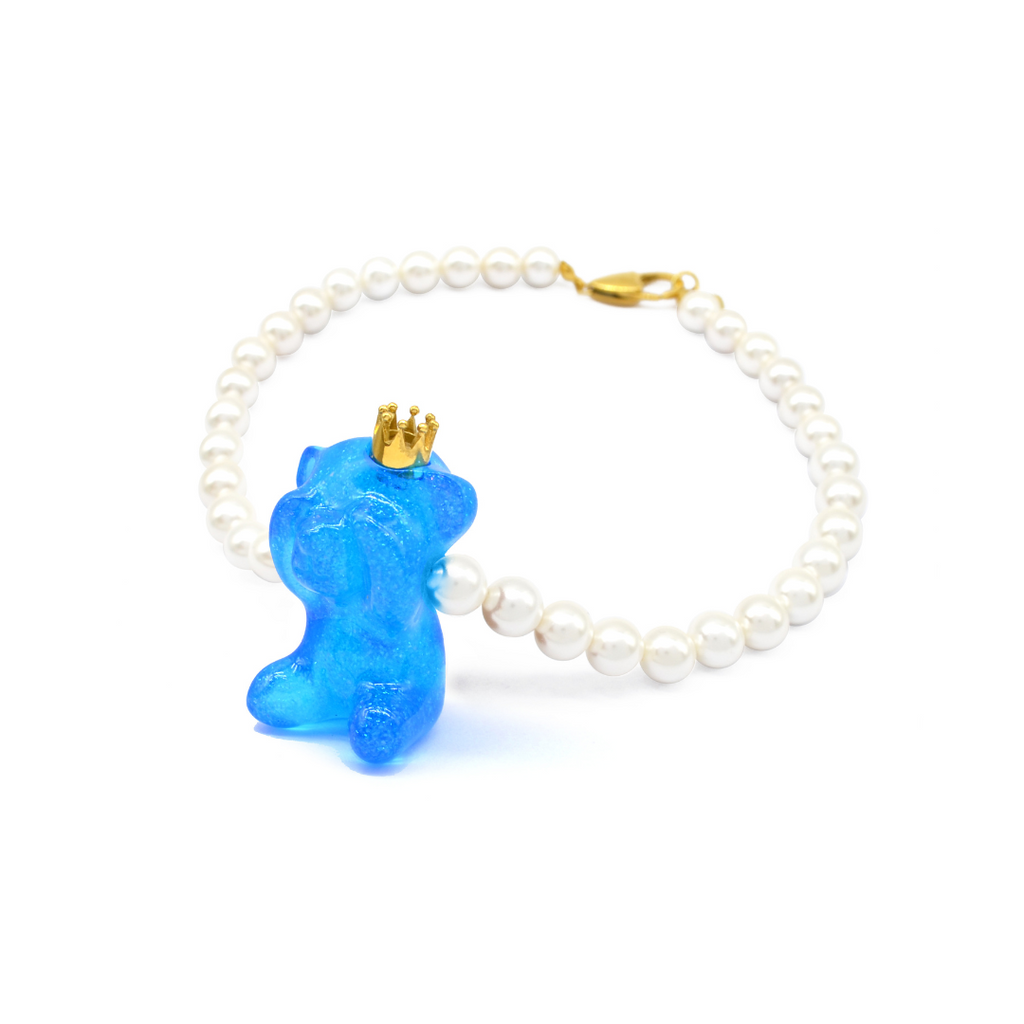 Red Bear Pendant Necklace with Camellia