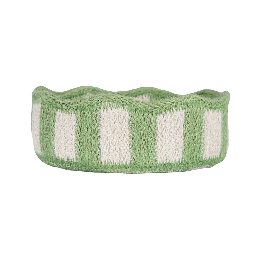 Stripy Scalloped Mini Basket - green