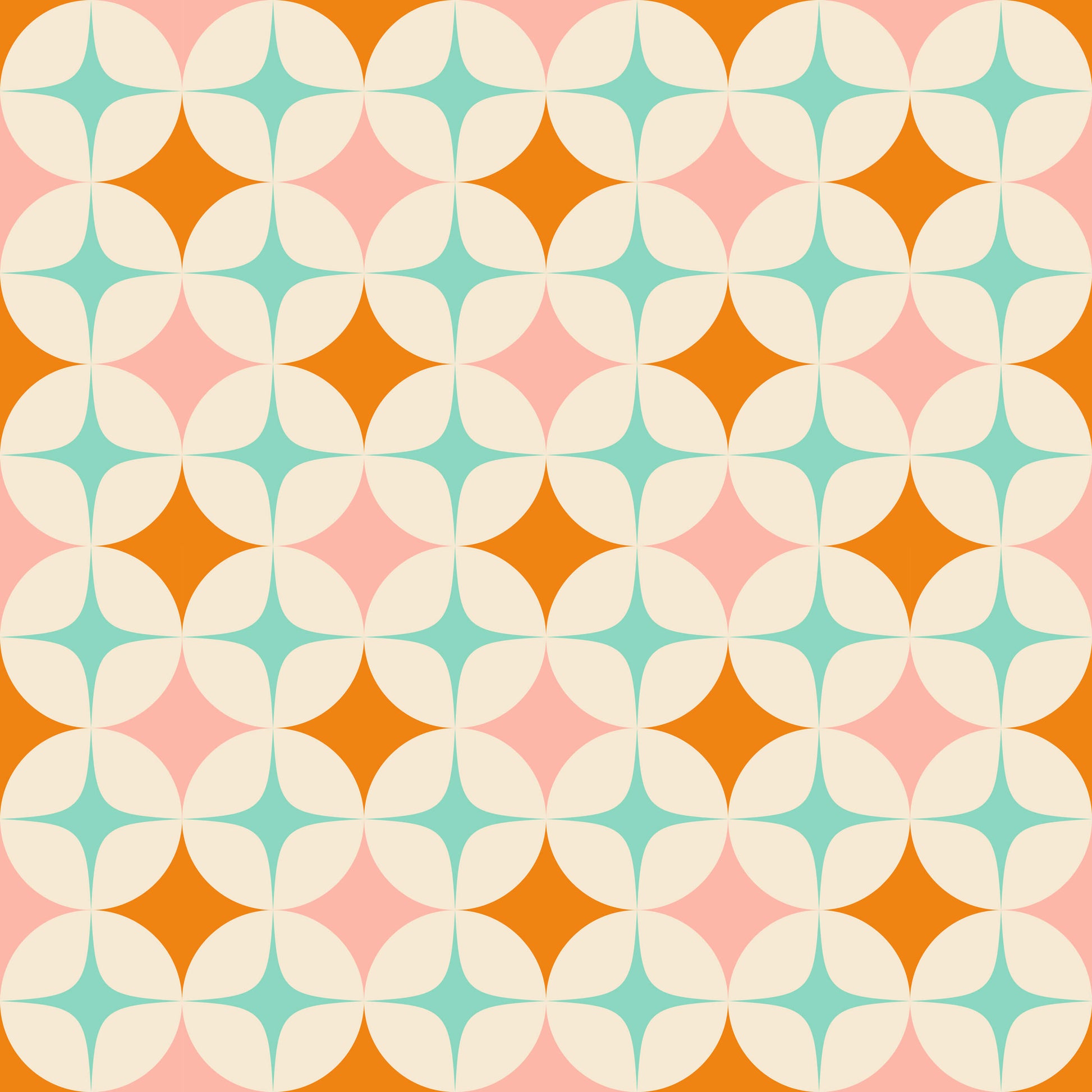 Retro Star Wallpaper in Pink, Orange and Teal