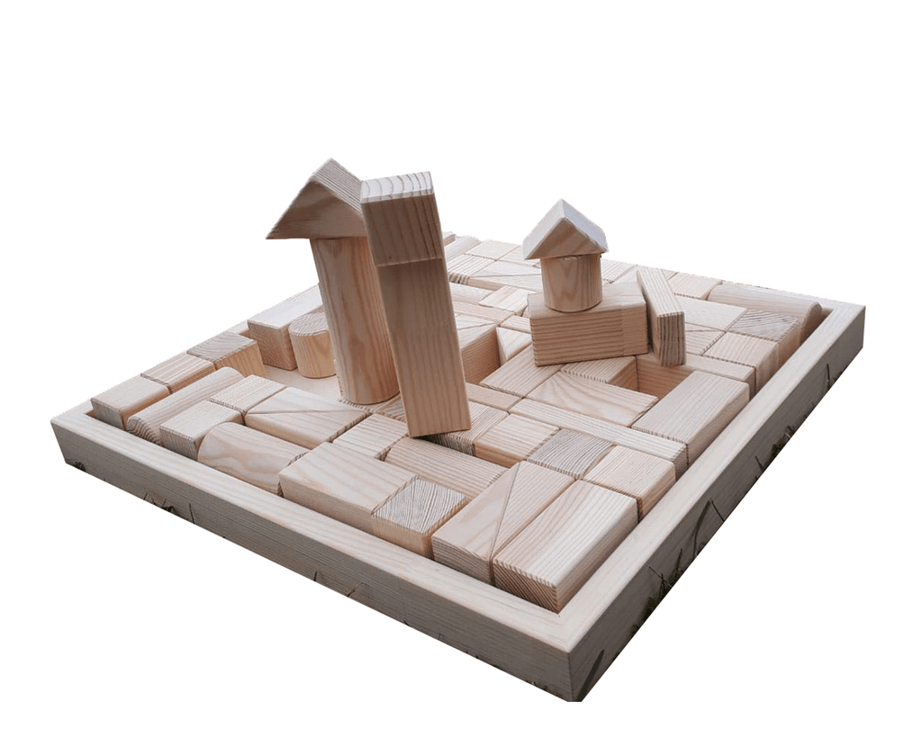 70-Piece Wooden Block Set - Creative Shapes & Storage Box by ROOSI Traditional Toys at www.brixbailey.com