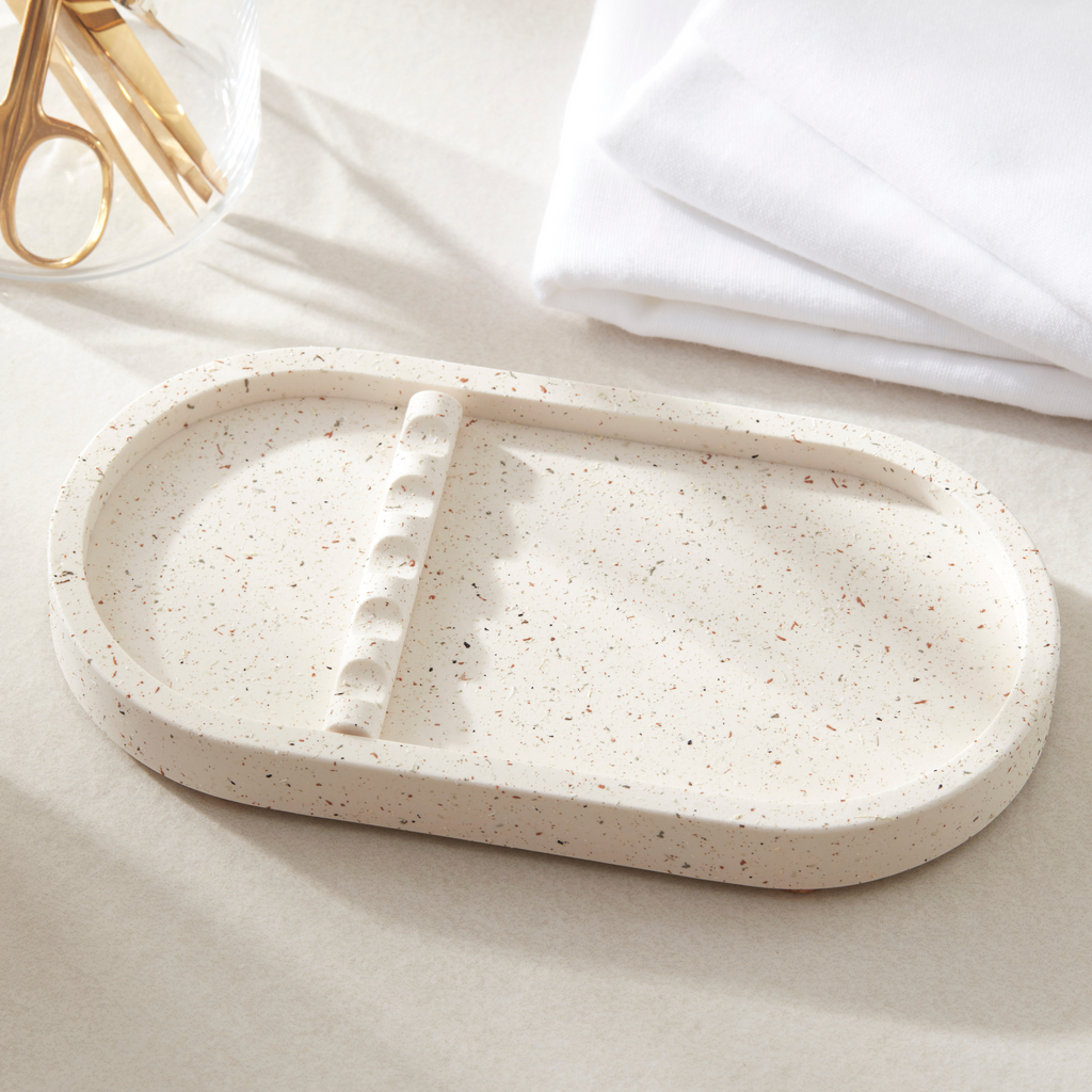 Oval Jesmonite Tool Tray Natural Handmade