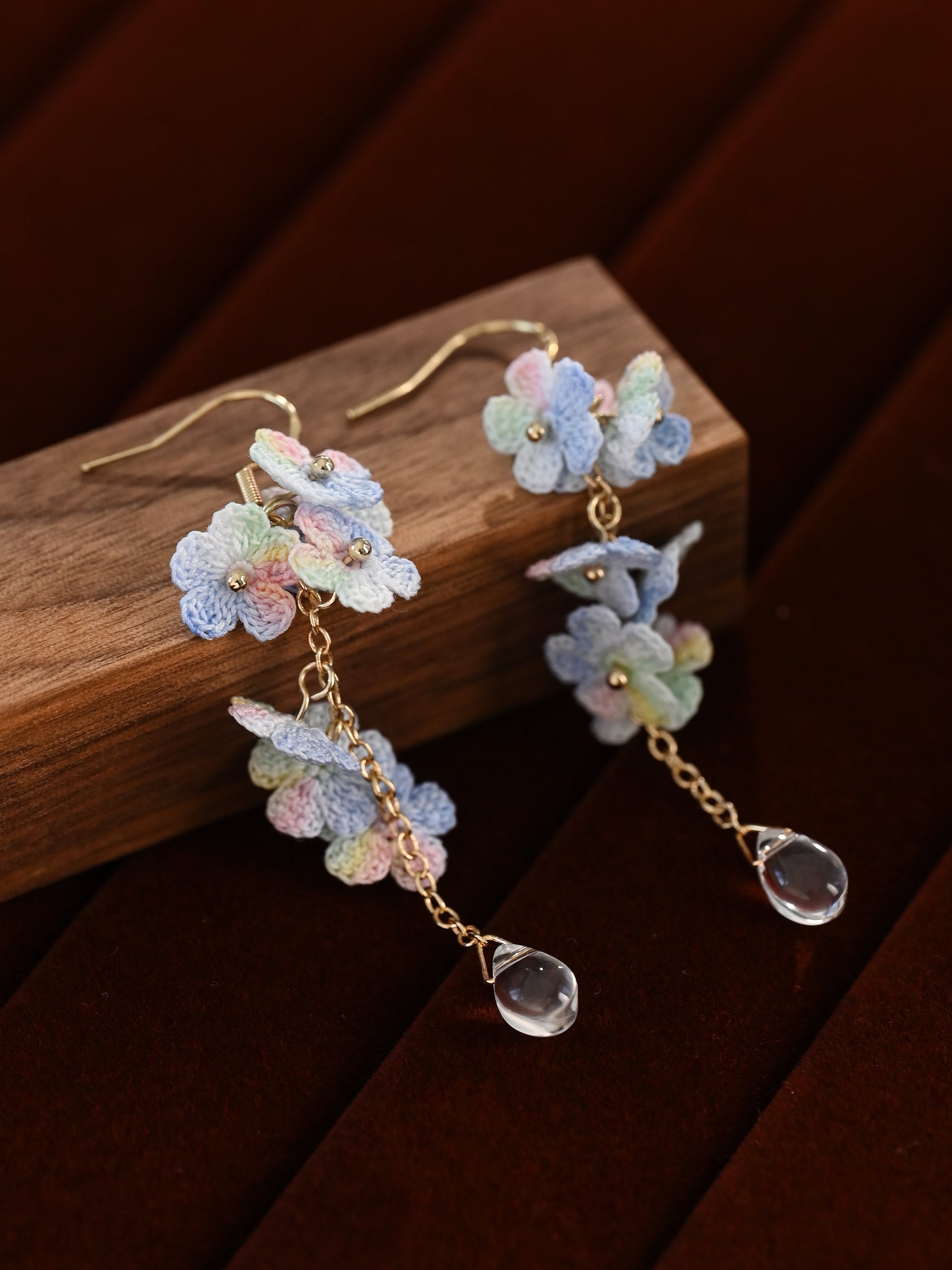 Forget Me Not Micro Crochet Earring Danglers in Gold