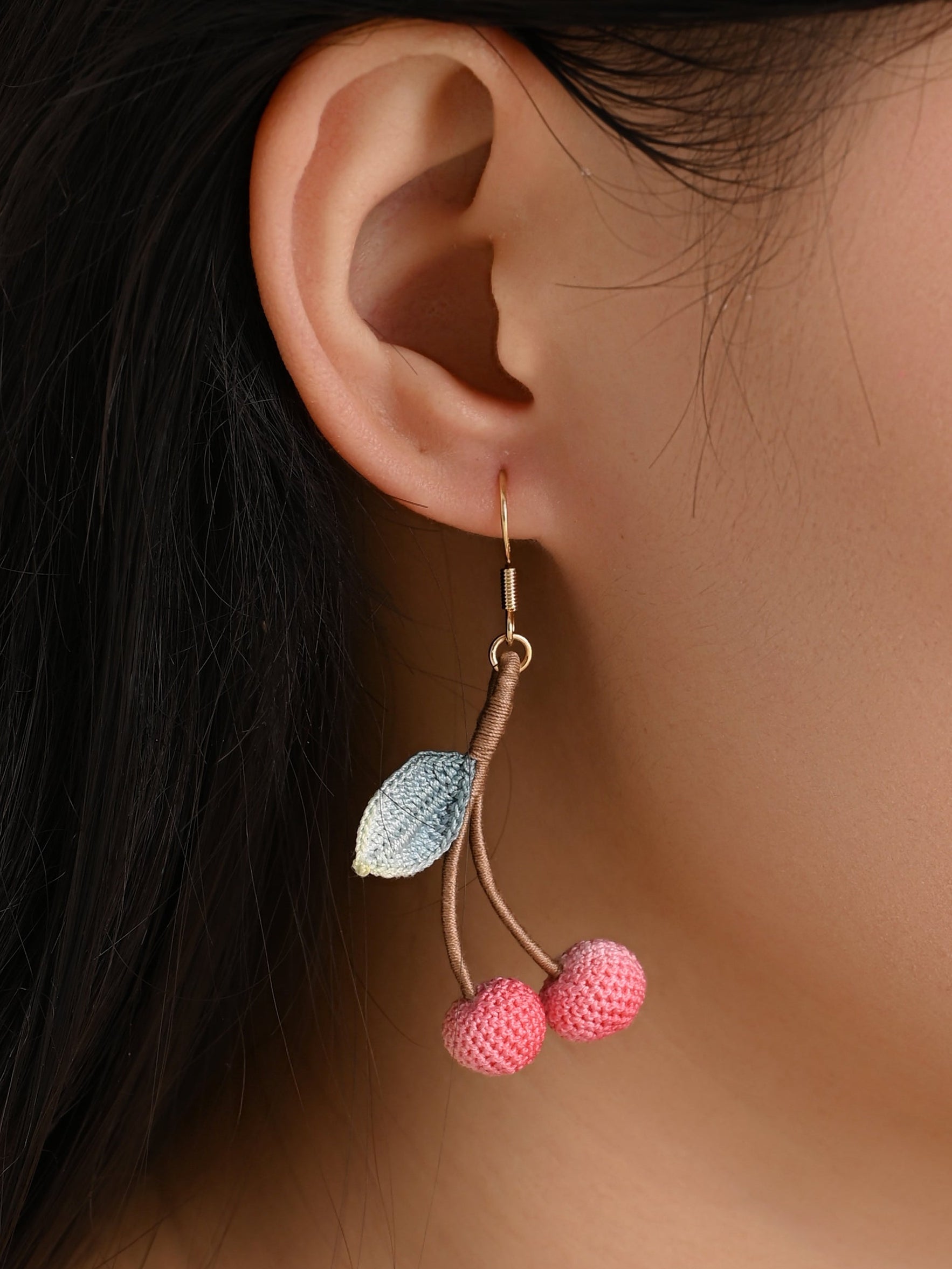 Cherry Micro Crochet Earrings