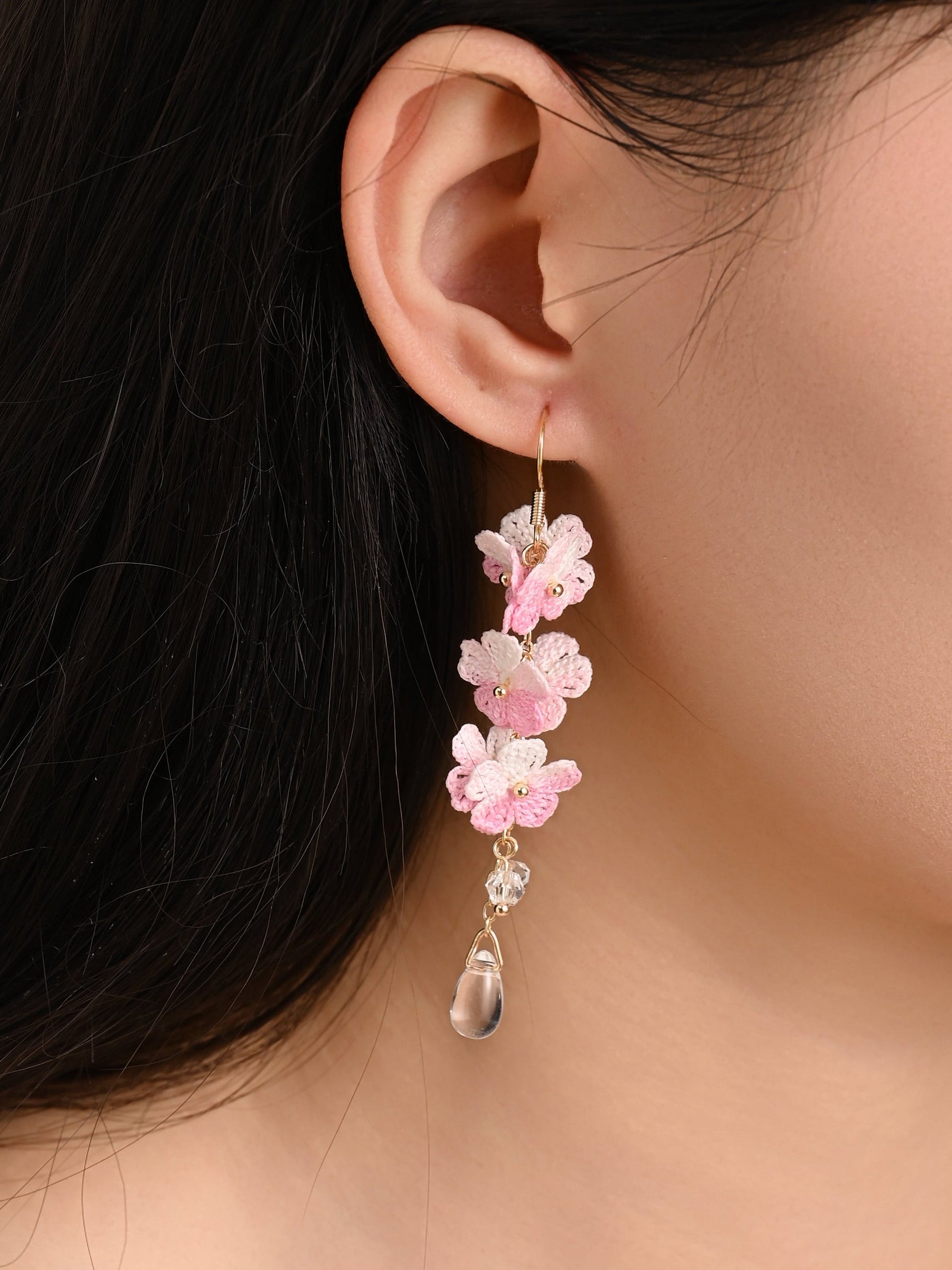 Forget Me Not Micro Crochet Earring Danglers in Gold