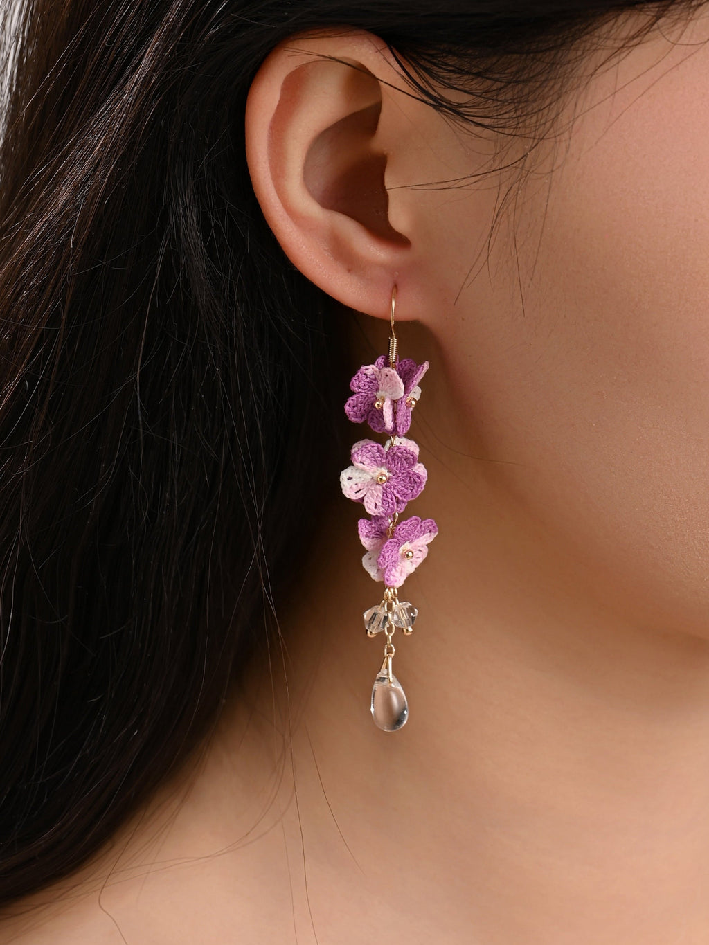 Forget Me Not Micro Crochet Earring Danglers in Gold