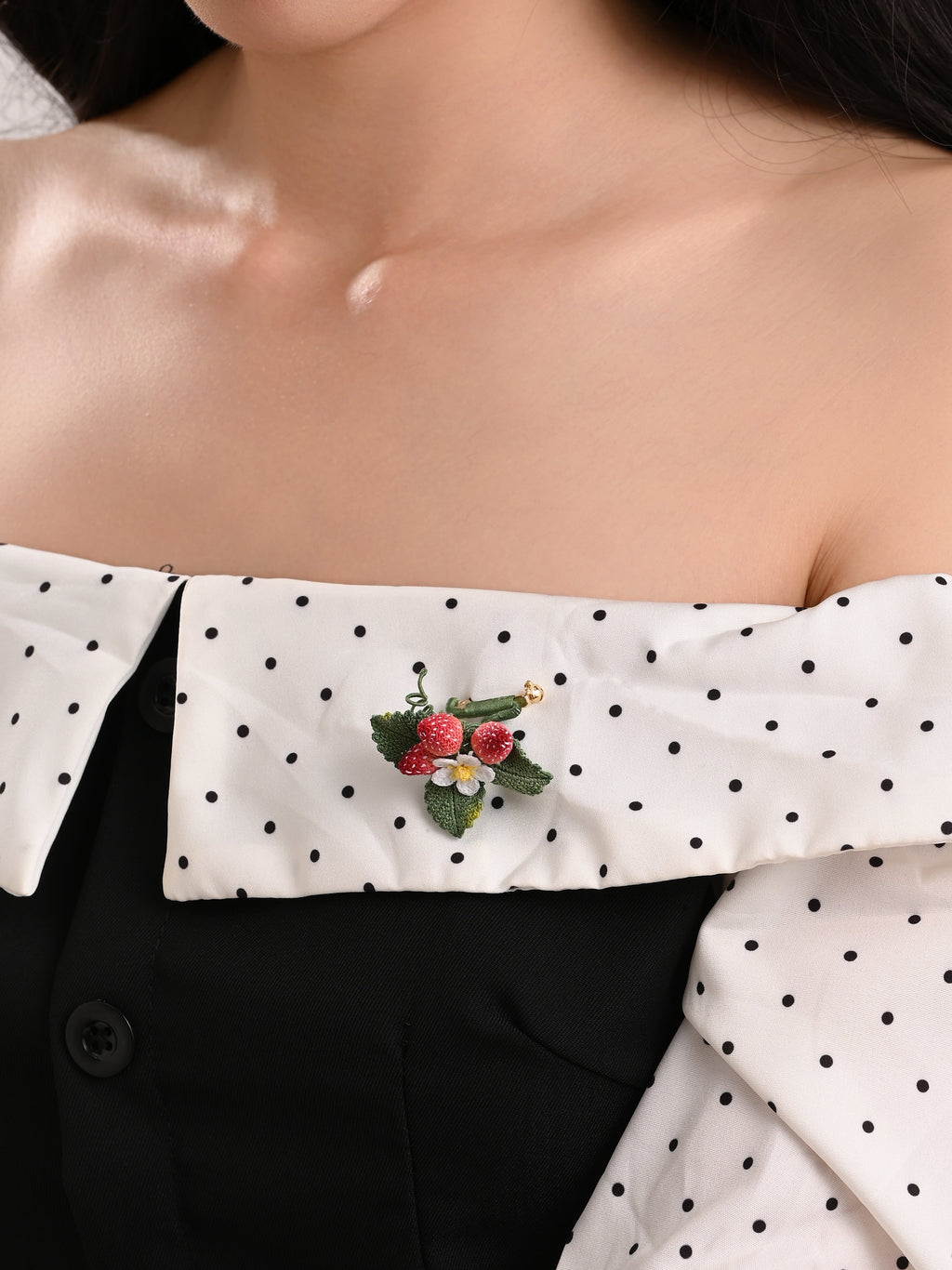 Micro Crochet Strawberry Brooch and Earrings Set