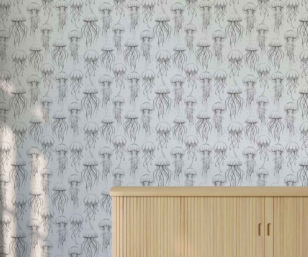 Jellyfish Wallpaper in Monochrome
