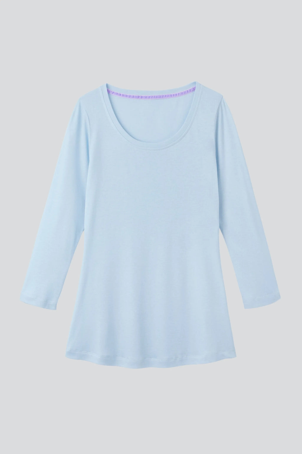Three Quarter Sleeve Scoop Neck Cotton Modal Blend Tee