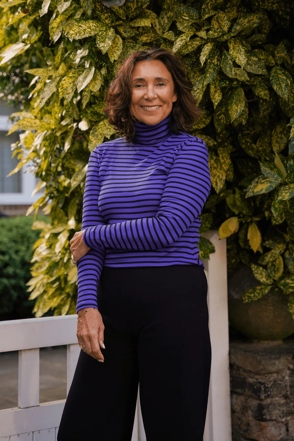 Striped Cotton Roll Neck Long Sleeve