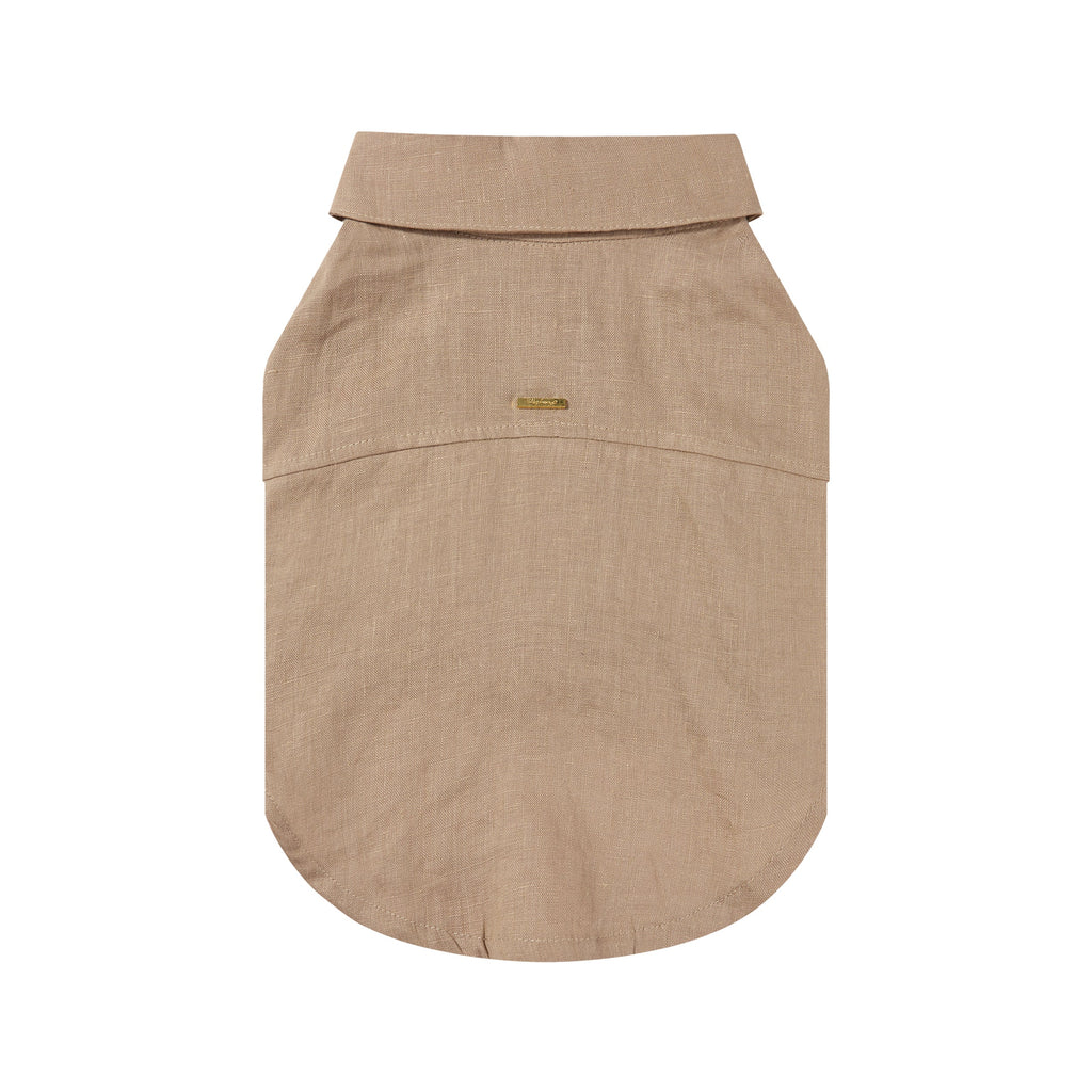 Pure Linen Shirt with Golden Buckle