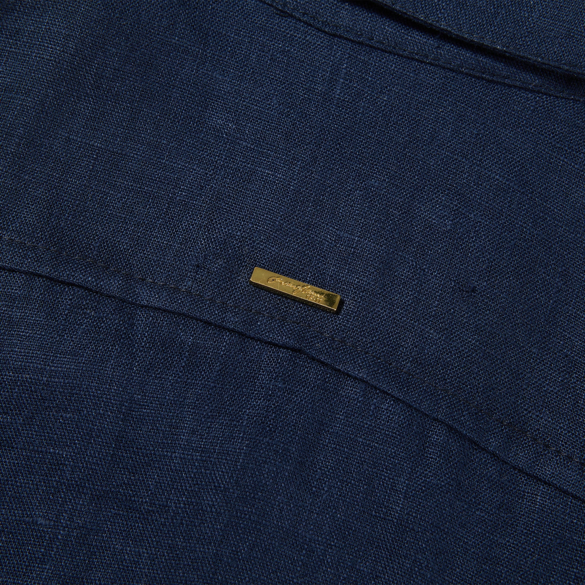 Pure Linen Shirt with Golden Buckle