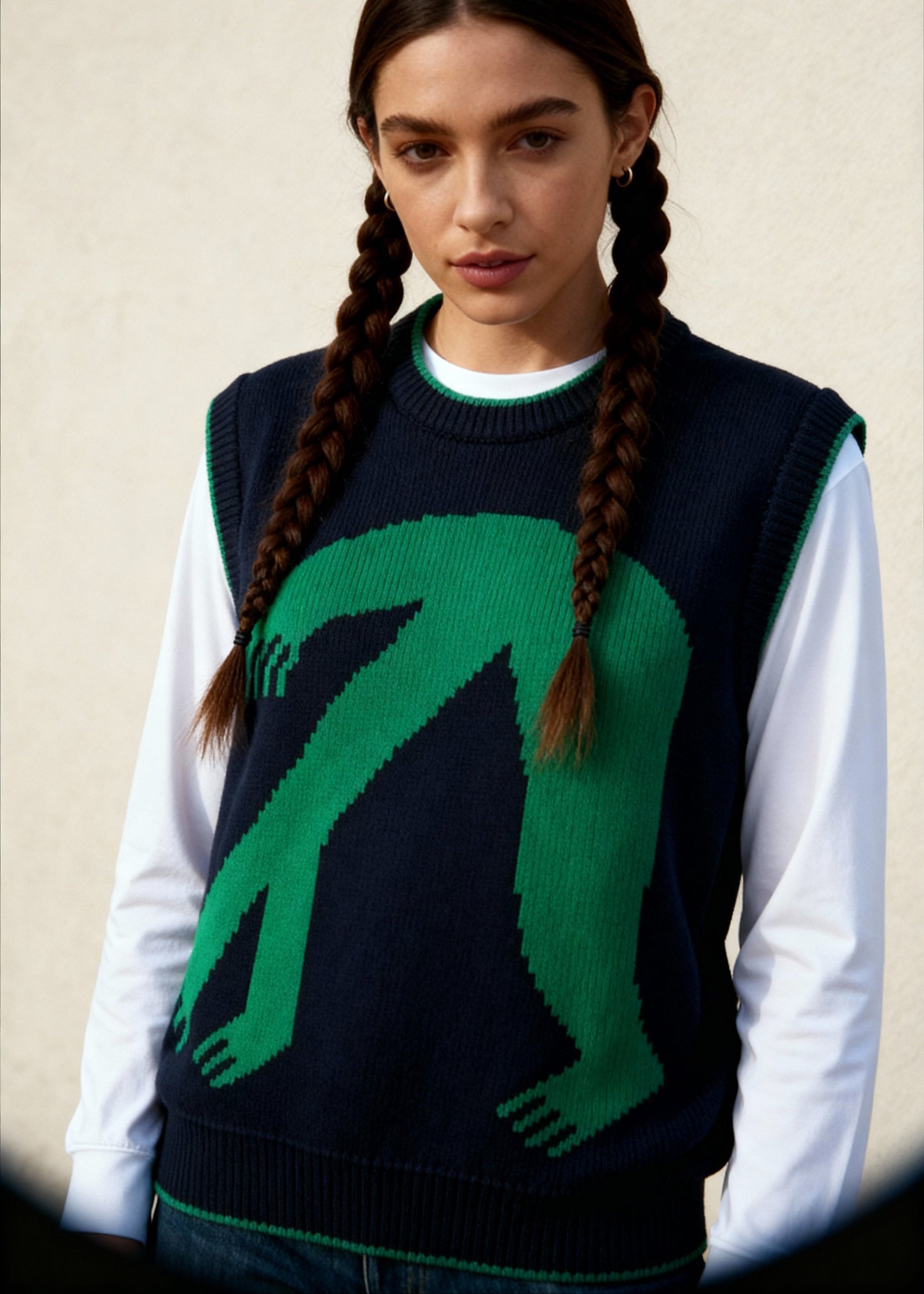 Organic Cotton Knit Vest in Blue