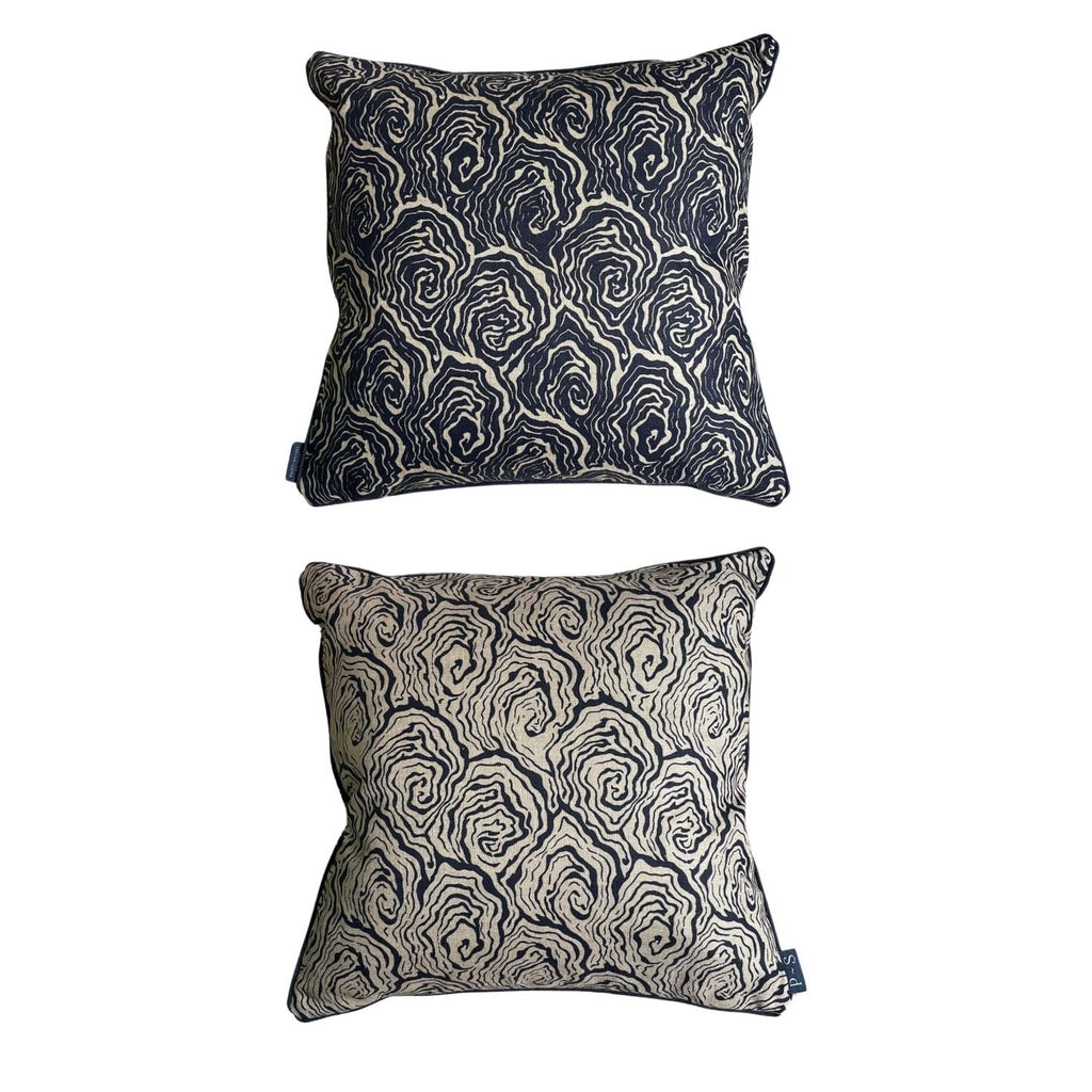 Oysters Monochrome Cushion in Cream and Black Linen