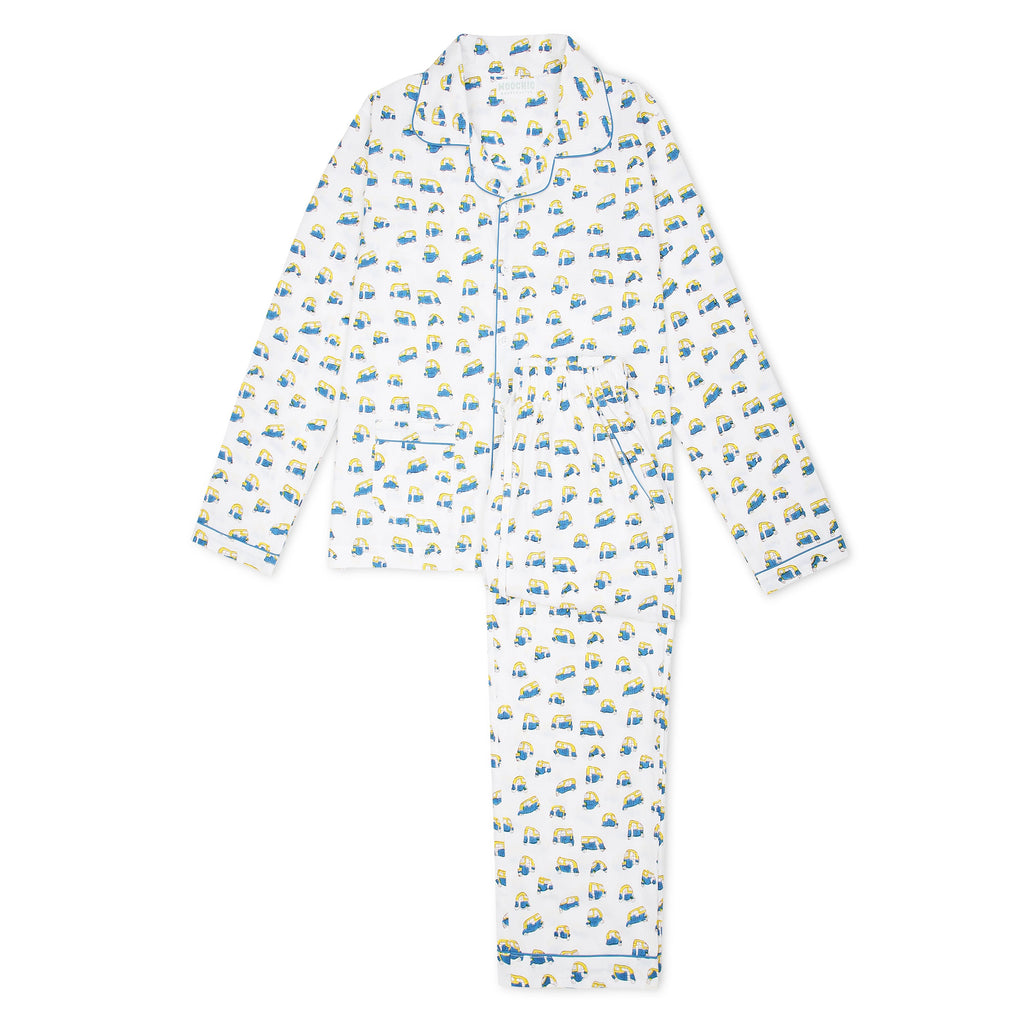 Adult Tuk Tuk Pyjamas in Blue and Yellow