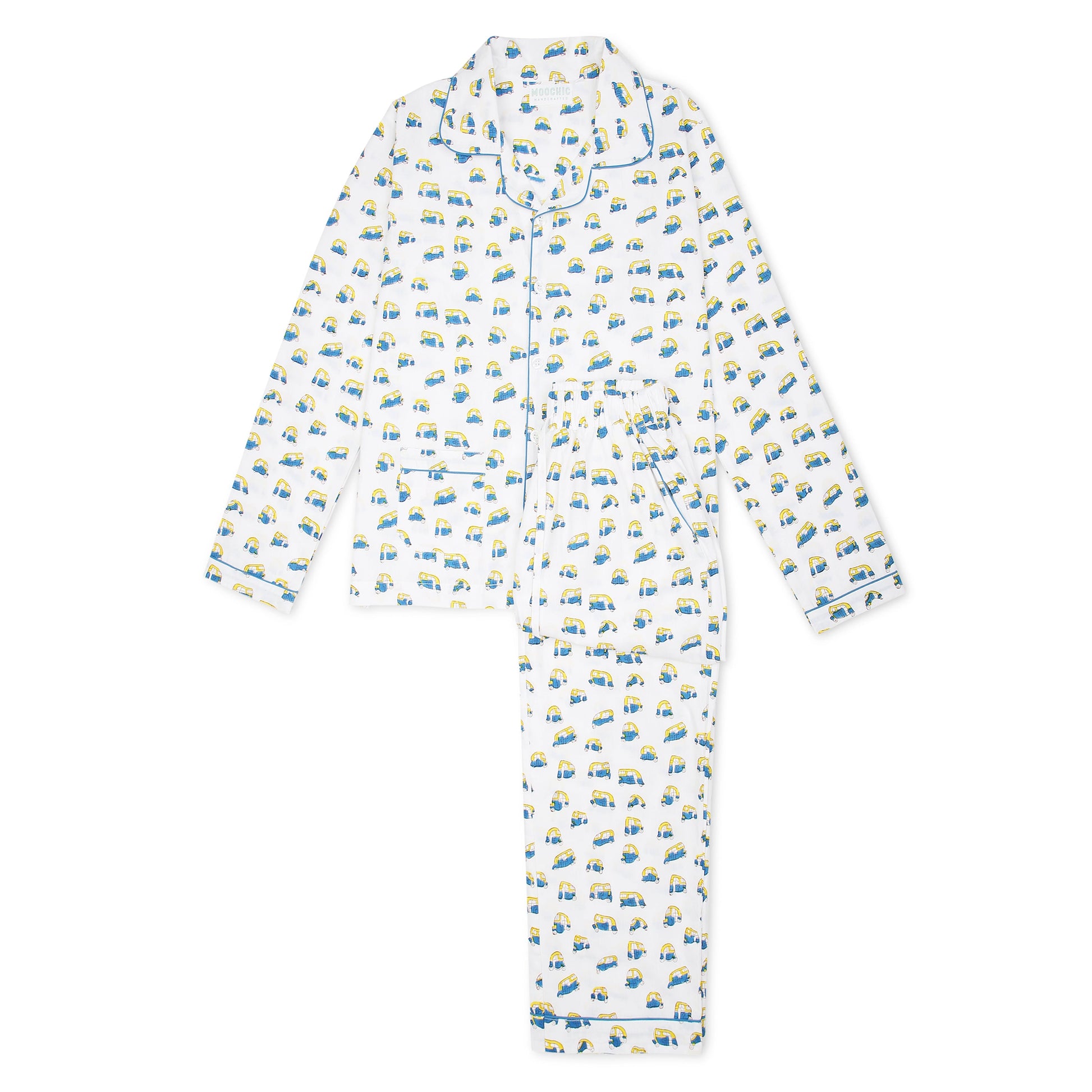 Adult Tuk Tuk Pyjamas in Blue and Yellow