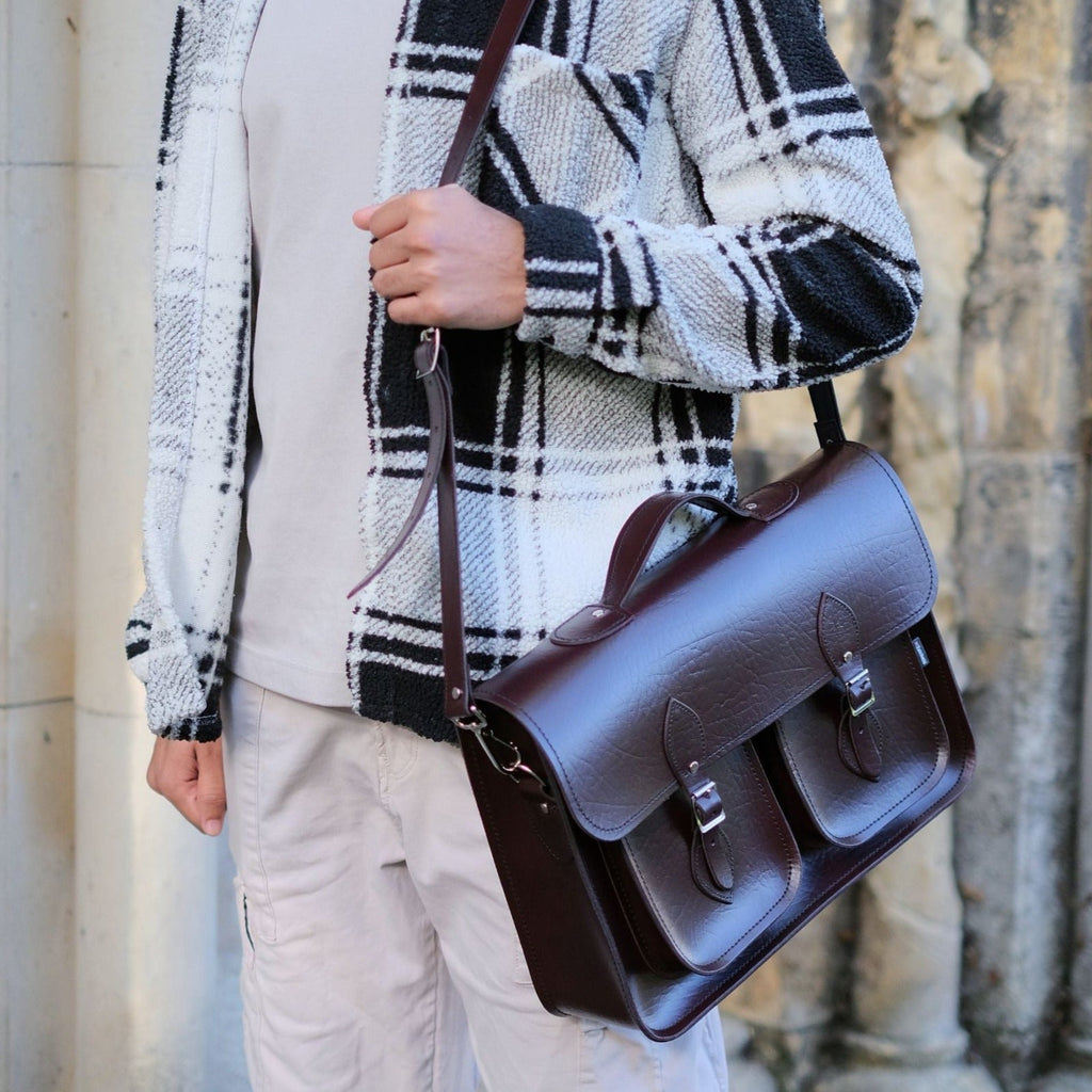 Twin Pocket Marsala Red Handmade Leather Satchel