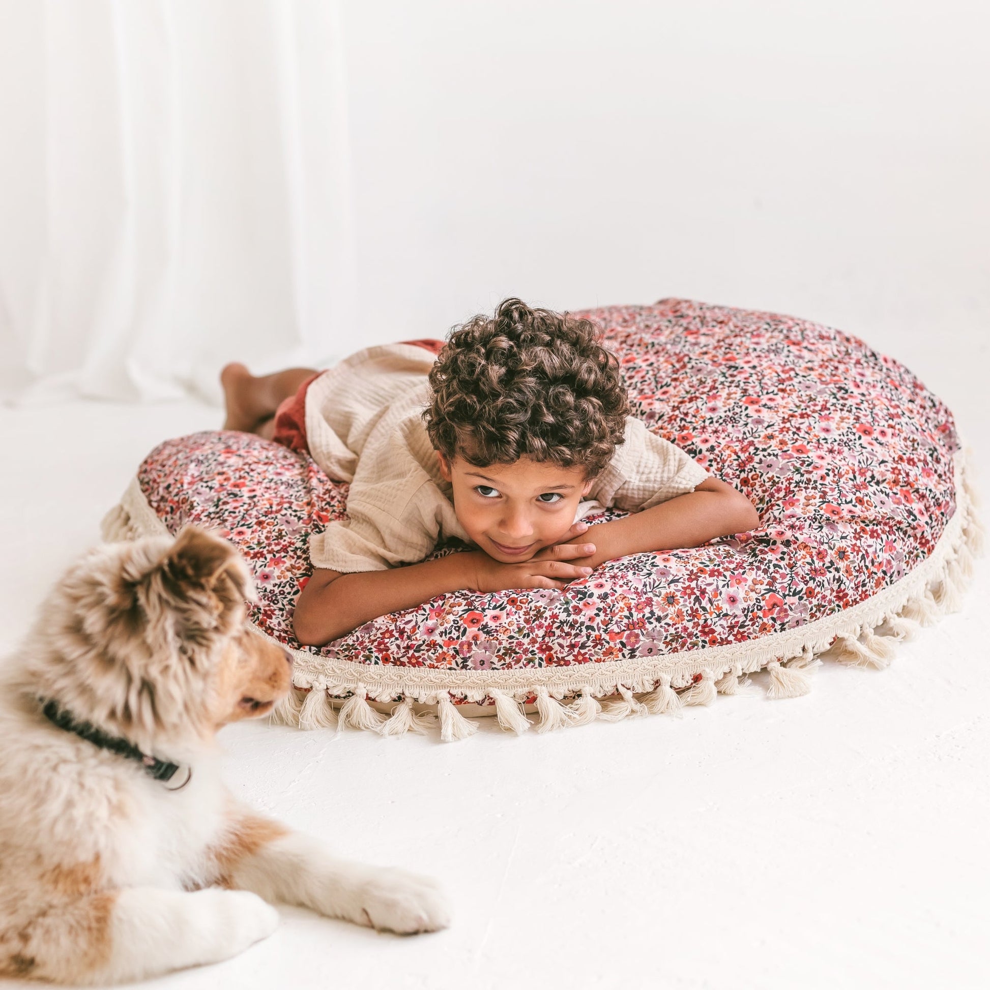 Big Floor Cushion in Rose Flower Pattern