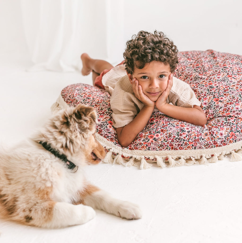 Big Floor Cushion in Rose Flower Pattern