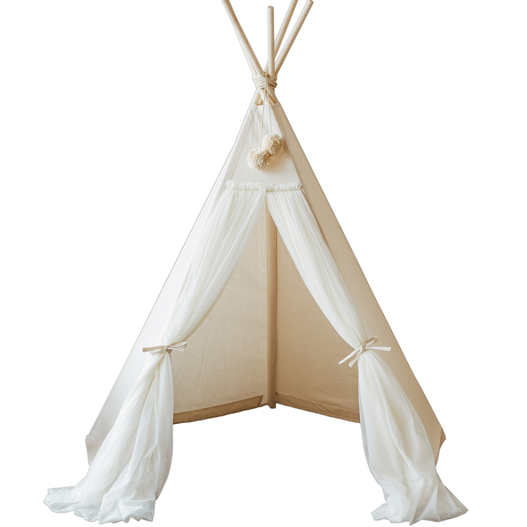 Fairy Kids Play Tent with Tulle in Ecru